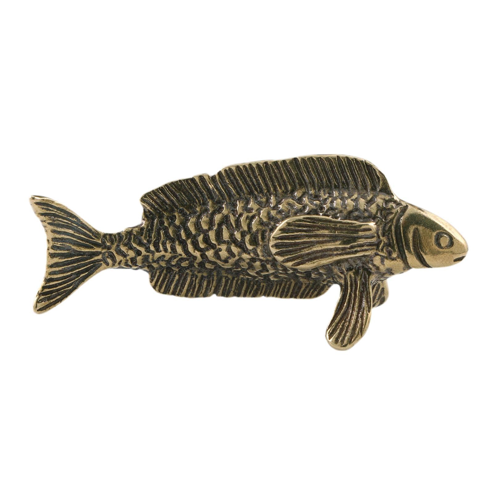Brass Fish Sculpture Portable Tea Pet Ornament for Study Fireplace Tea House
