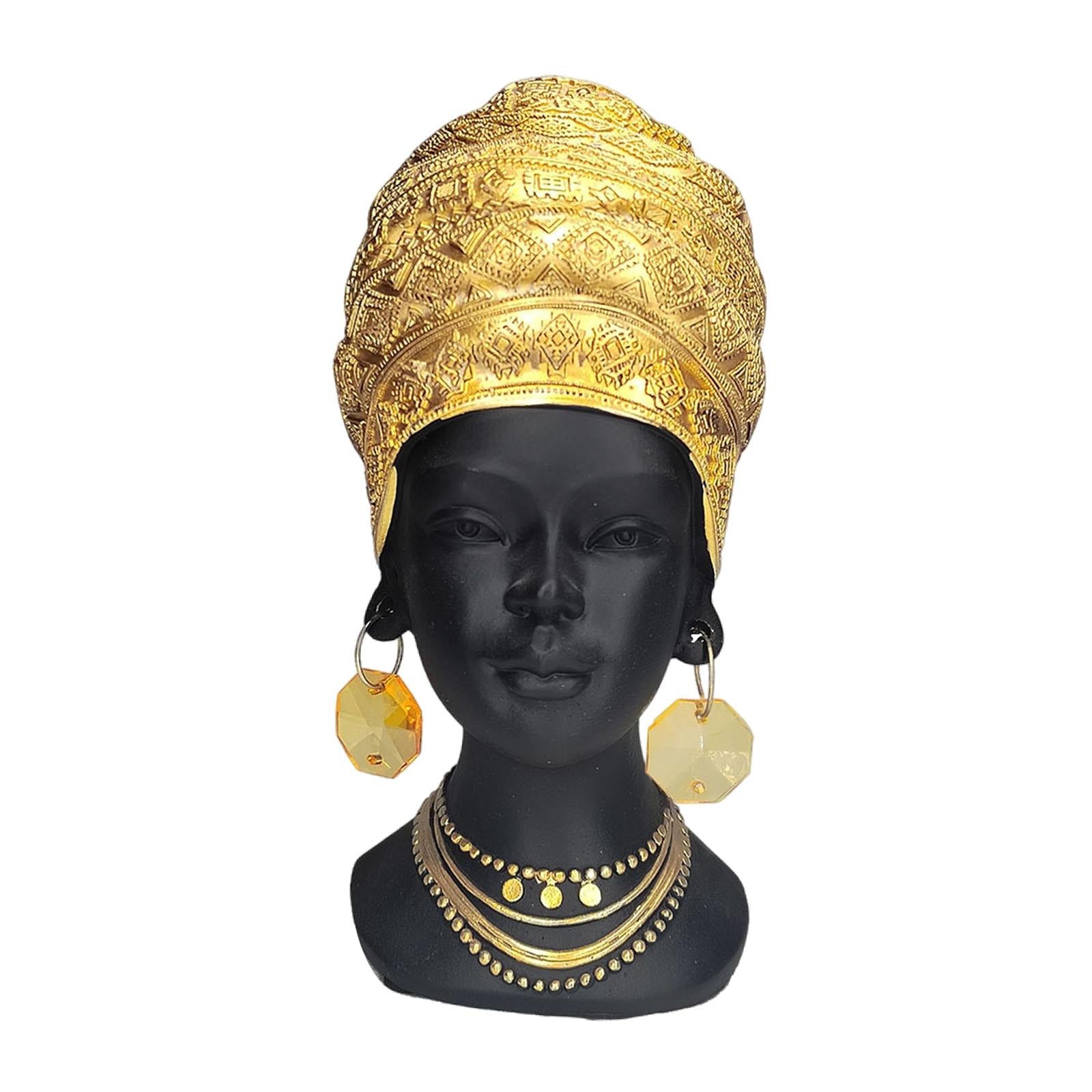 African Woman Statue Gift Craft Tabletop Ornament for Office Bookshelf Hotel