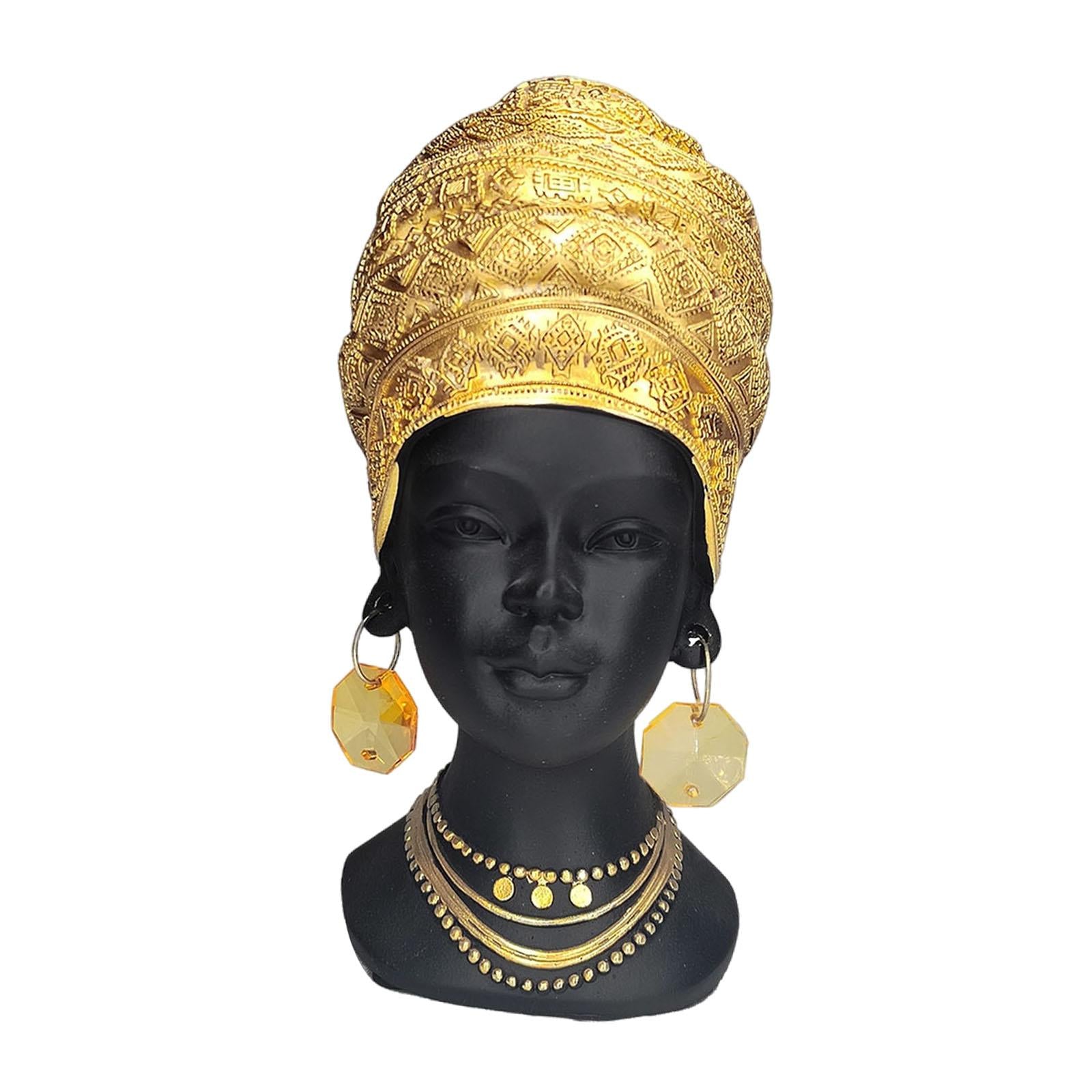 African Woman Statue Gift Craft Tabletop Ornament for Office Bookshelf Hotel