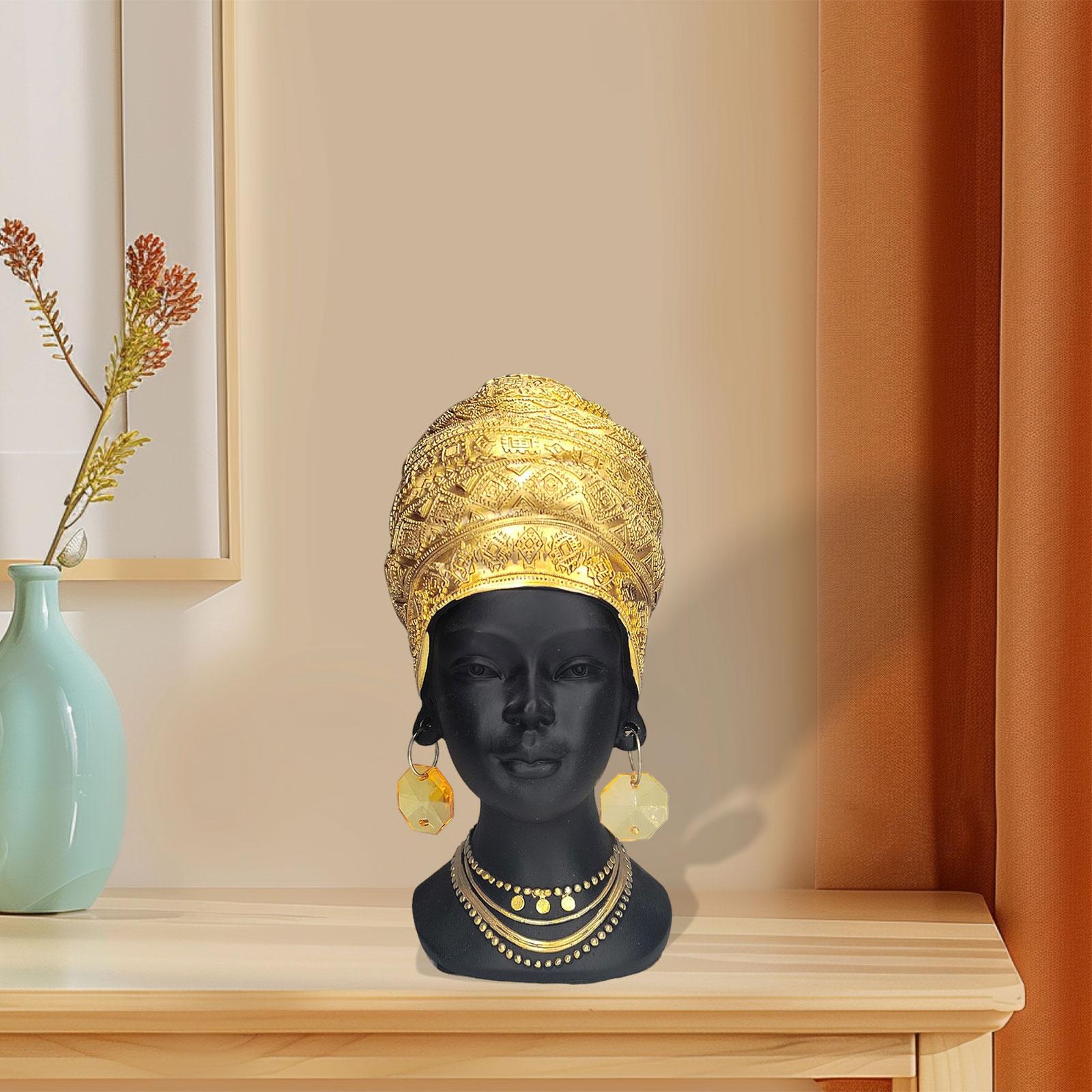 African Woman Statue Gift Craft Tabletop Ornament for Office Bookshelf Hotel