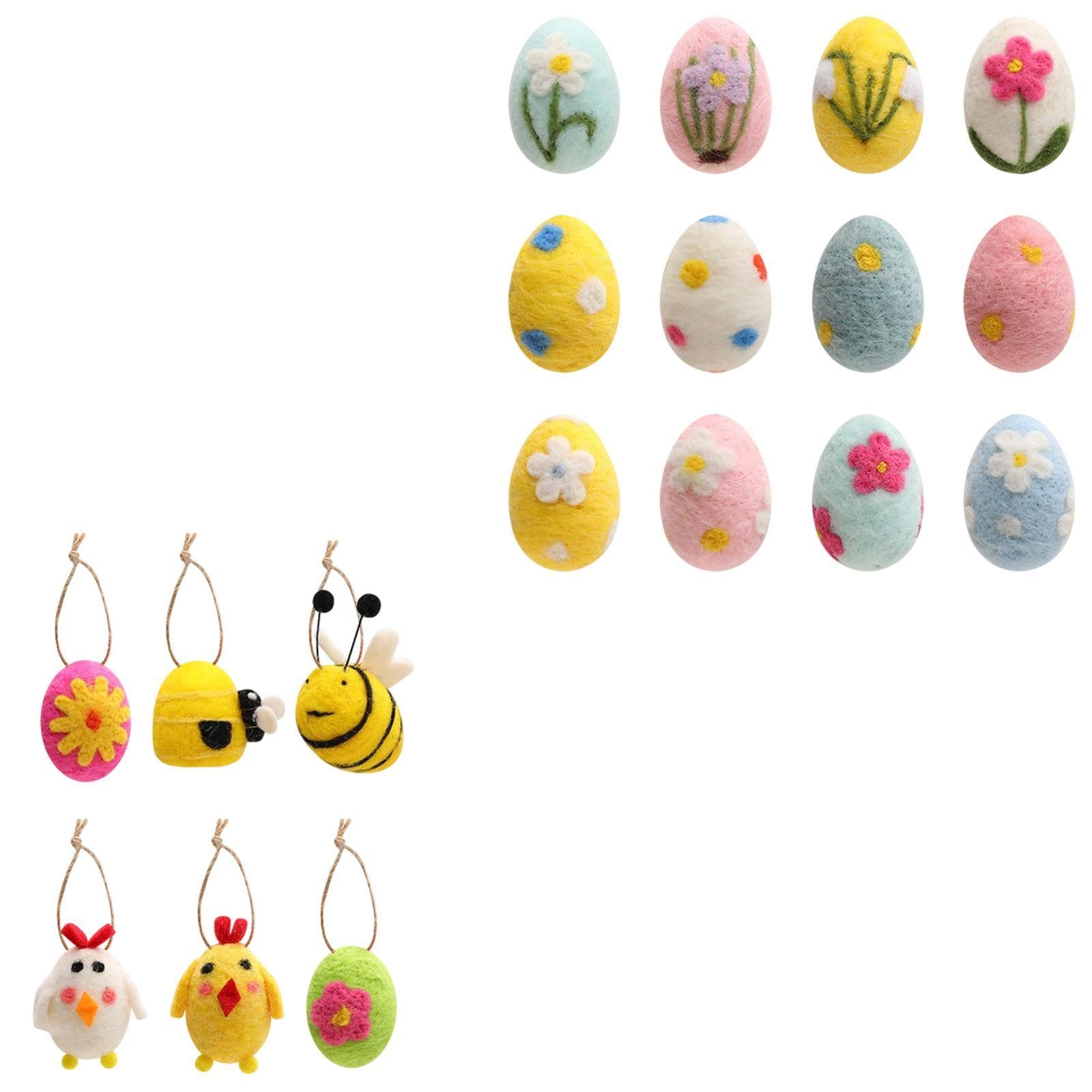 6Pcs Felted Easter Eggs Decor Easter Decoration for Holiday Indoor Farmhouse