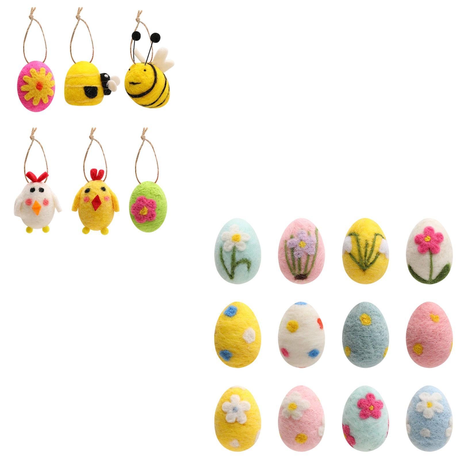 6Pcs Felted Easter Eggs Decor Easter Decoration for Holiday Indoor Farmhouse