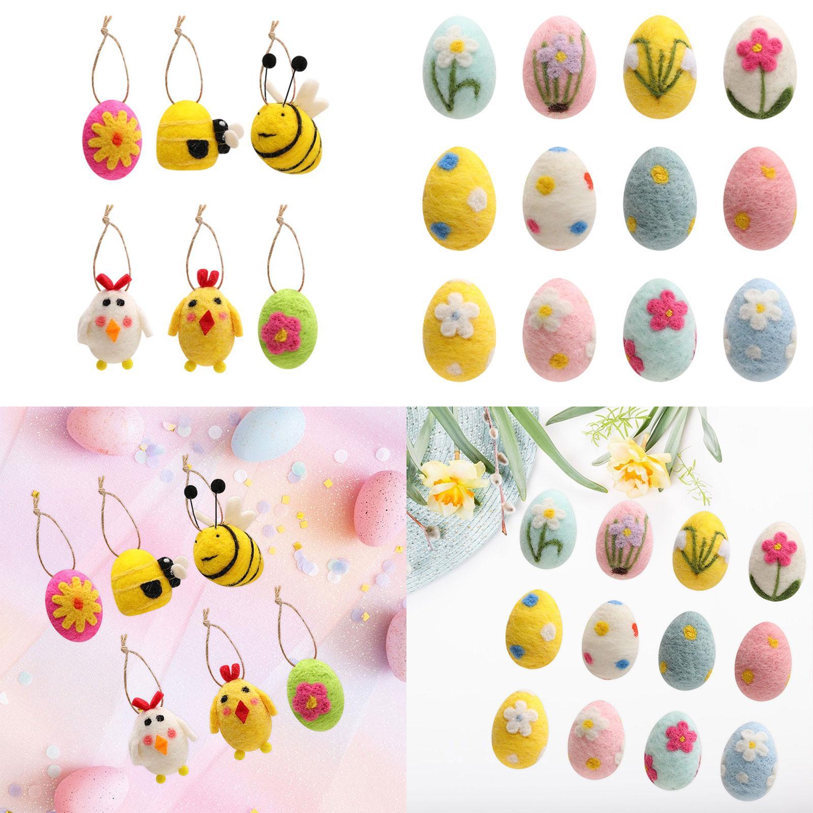 6Pcs Felted Easter Eggs Decor Easter Decoration for Holiday Indoor Farmhouse
