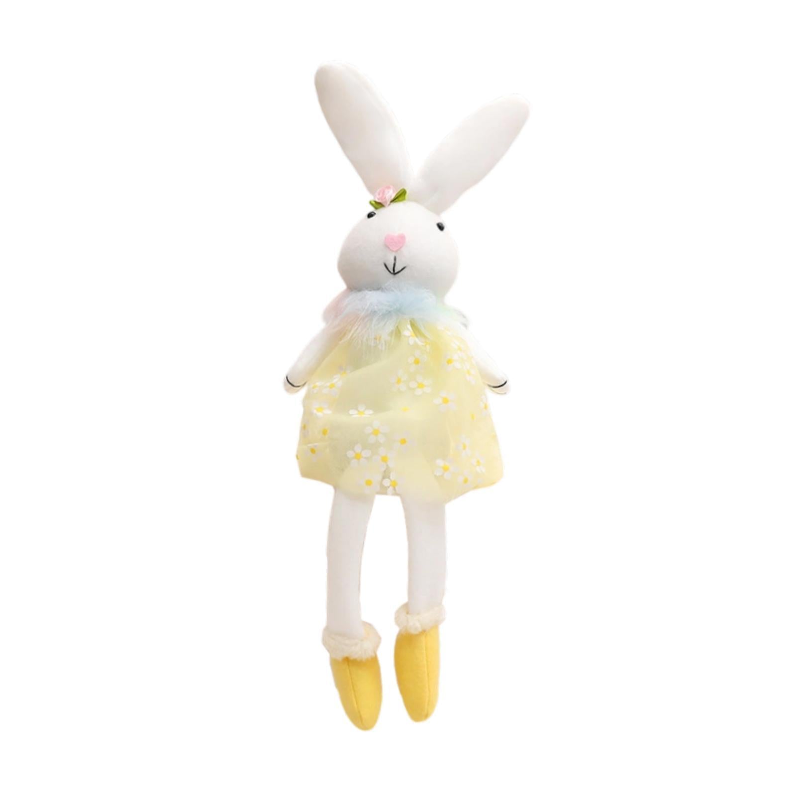Easter Bunny Doll Creative Decor Stuffed Statue for Shelf Tabletop Fireplace Yellow