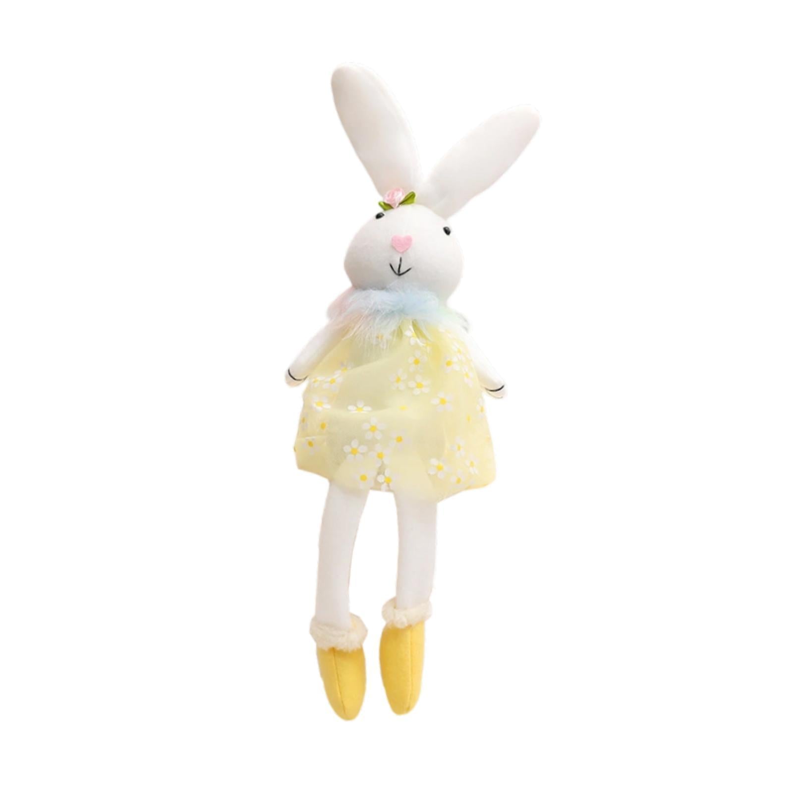 Easter Bunny Doll Creative Decor Stuffed Statue for Shelf Tabletop Fireplace Yellow