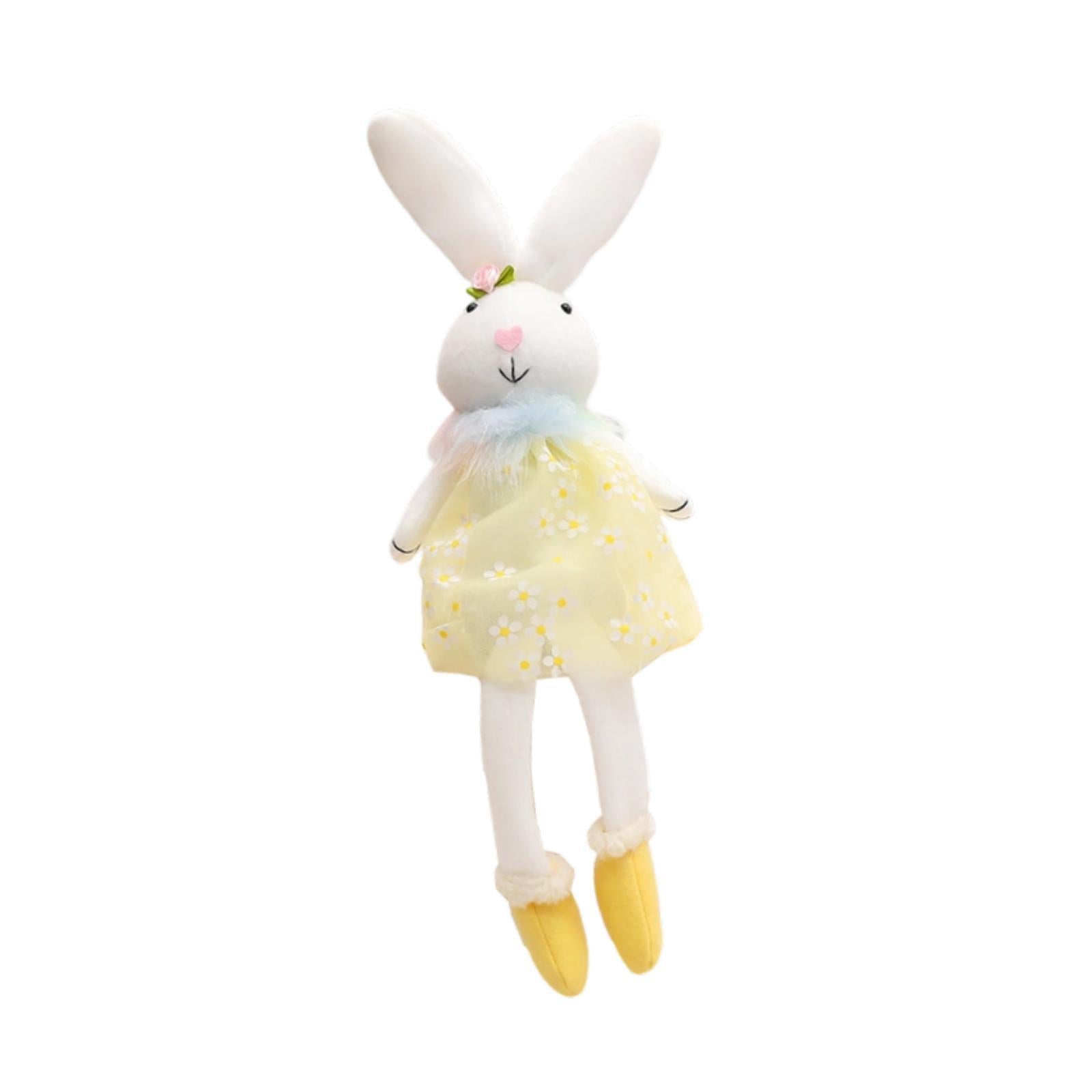 Easter Bunny Doll Creative Decor Stuffed Statue for Shelf Tabletop Fireplace Yellow