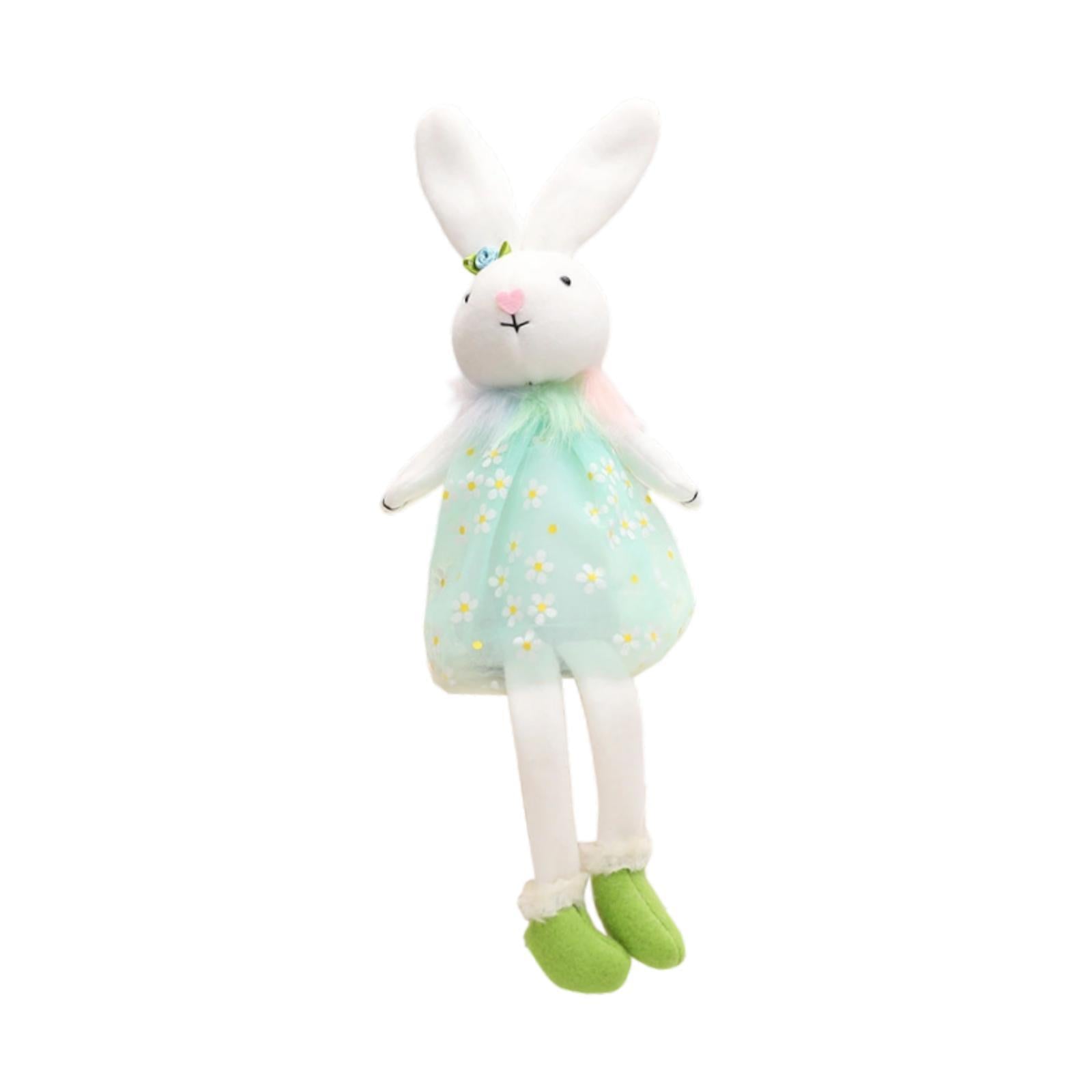 Easter Bunny Doll Creative Decor Stuffed Statue for Shelf Tabletop Fireplace Blue