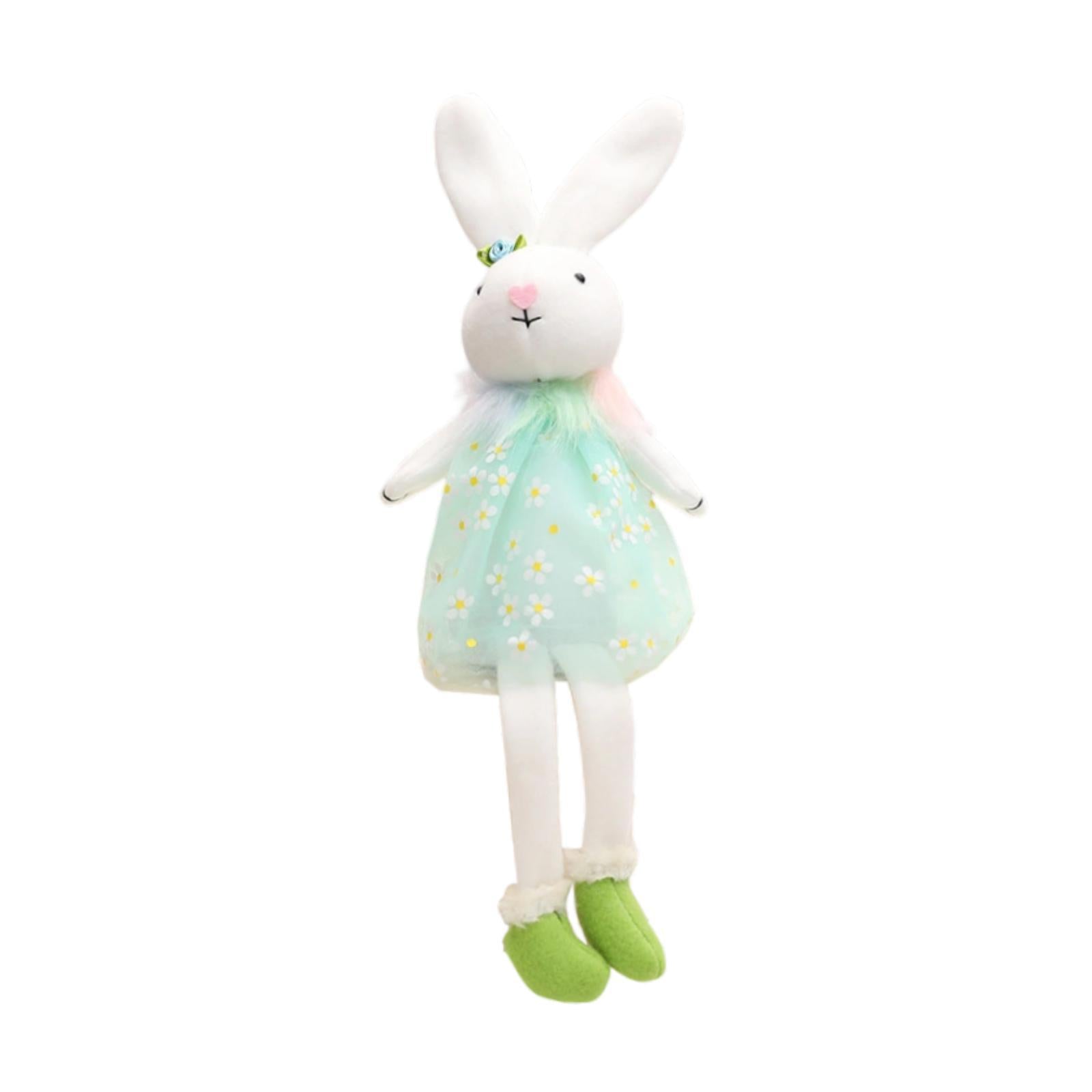 Easter Bunny Doll Creative Decor Stuffed Statue for Shelf Tabletop Fireplace Blue