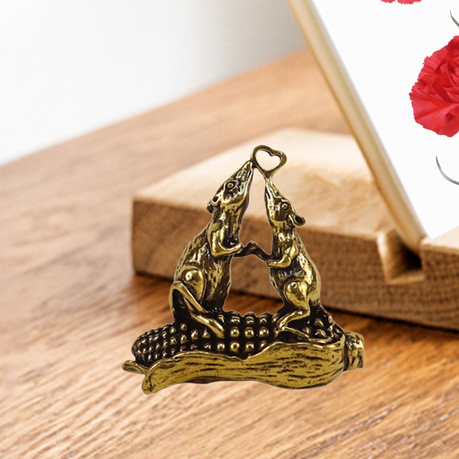 Brass Mouse Keychain Mini Simulated Mouse Figurine for Cafe Desktop Tea Room