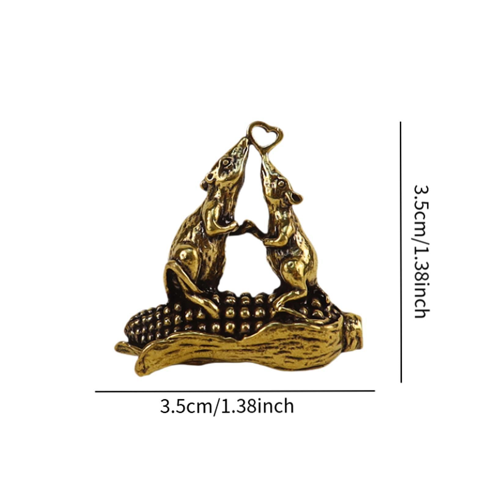 Brass Mouse Keychain Mini Simulated Mouse Figurine for Cafe Desktop Tea Room