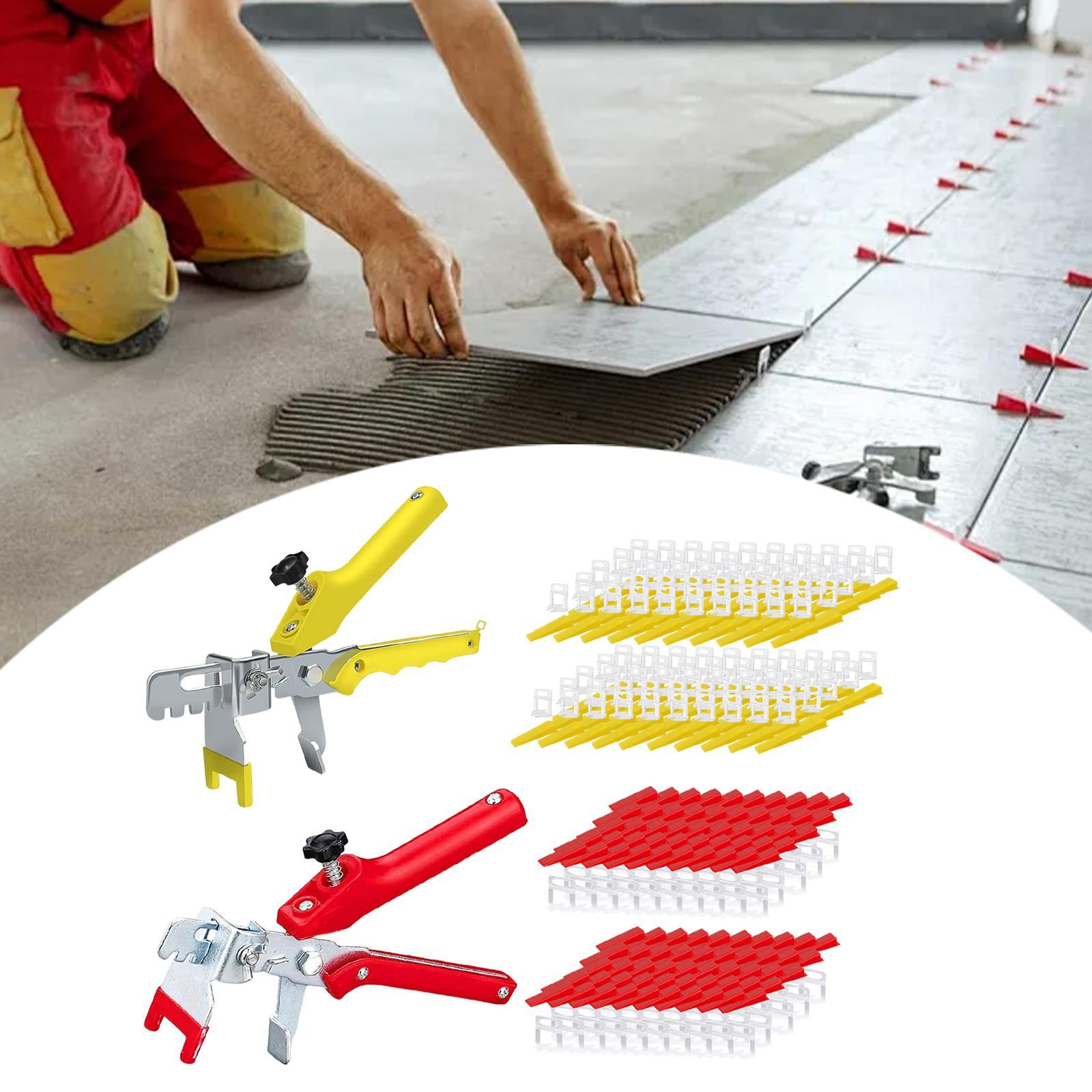 Tiling Installation Tool with 100 Tile Spacers Clips and 100 Reusable Wedge yellow