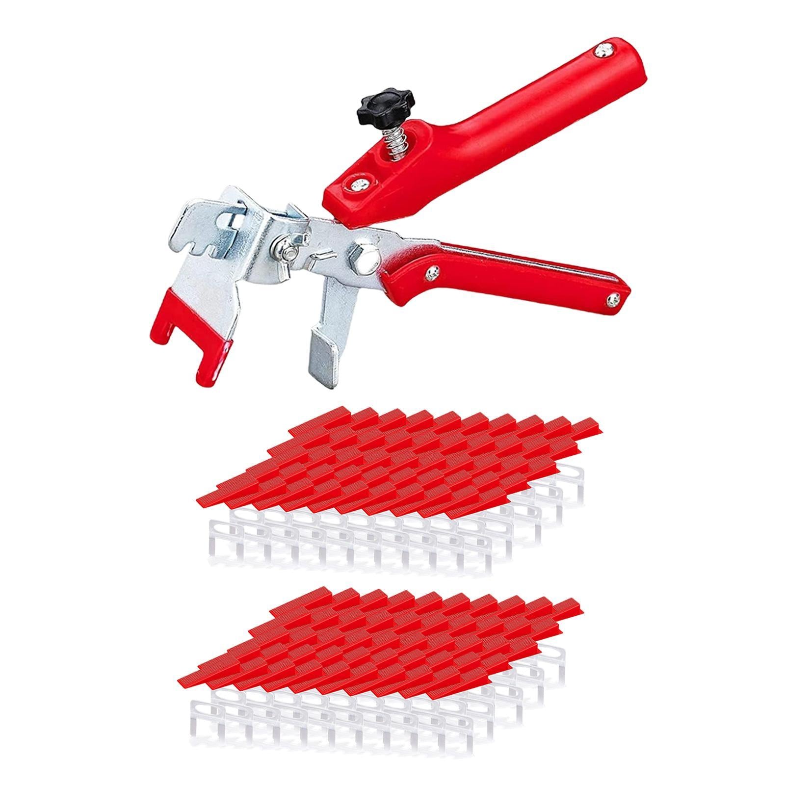 Tiling Installation Tool with 100 Tile Spacers Clips and 100 Reusable Wedge red