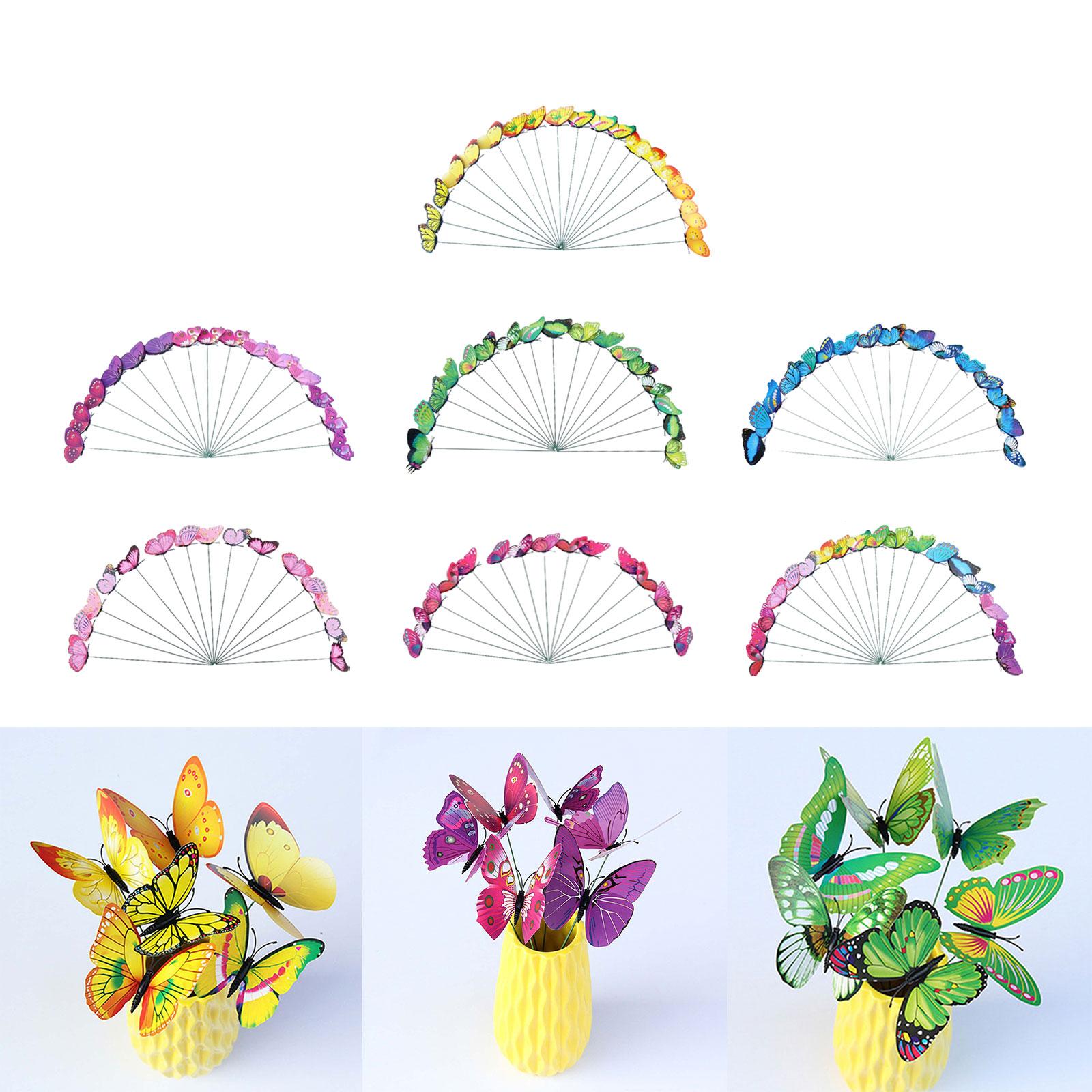 24x Butterfly Garden Stakes Housewarming Patio Butterfly Decorations Outdoor Yellow