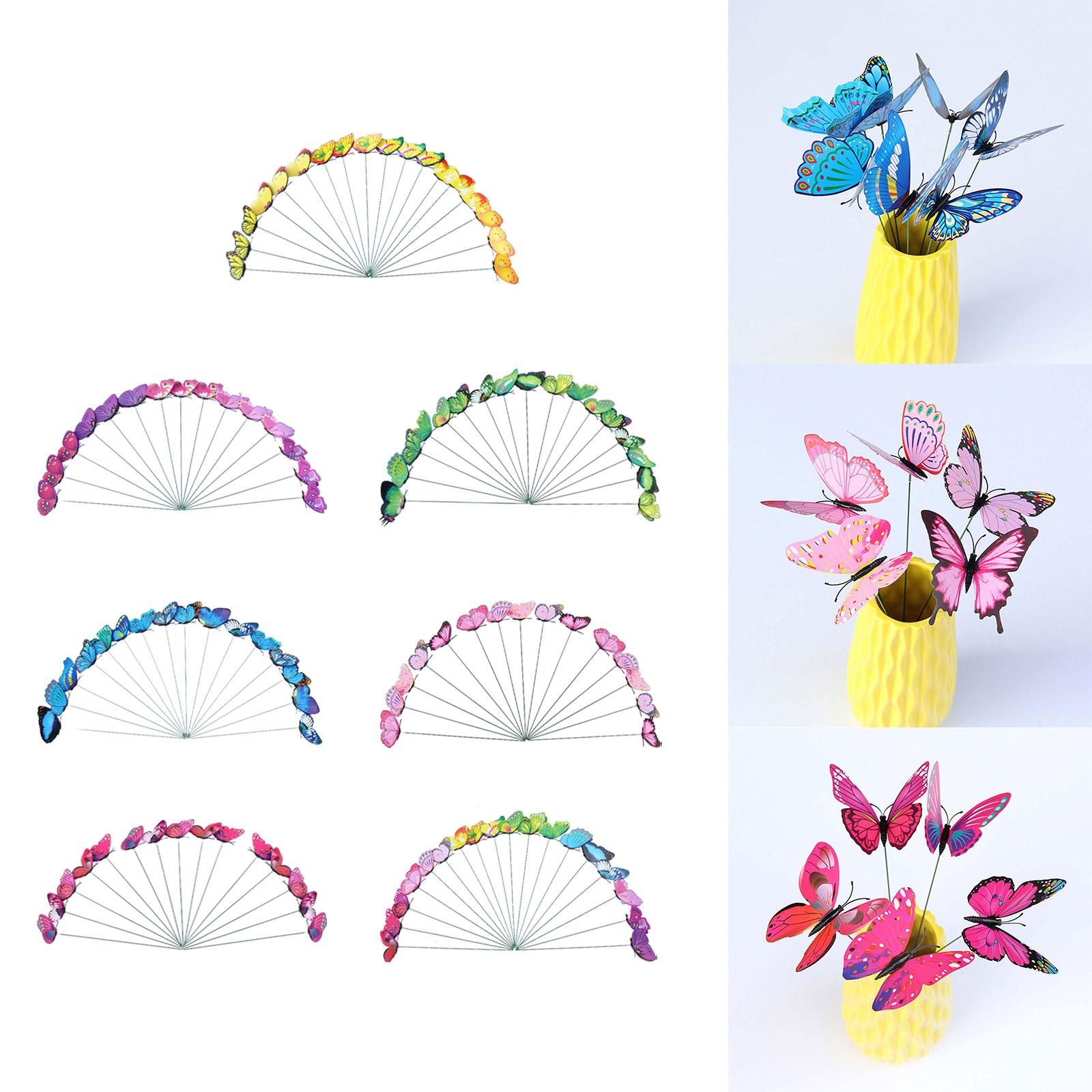 24x Butterfly Garden Stakes Housewarming Patio Butterfly Decorations Outdoor Yellow