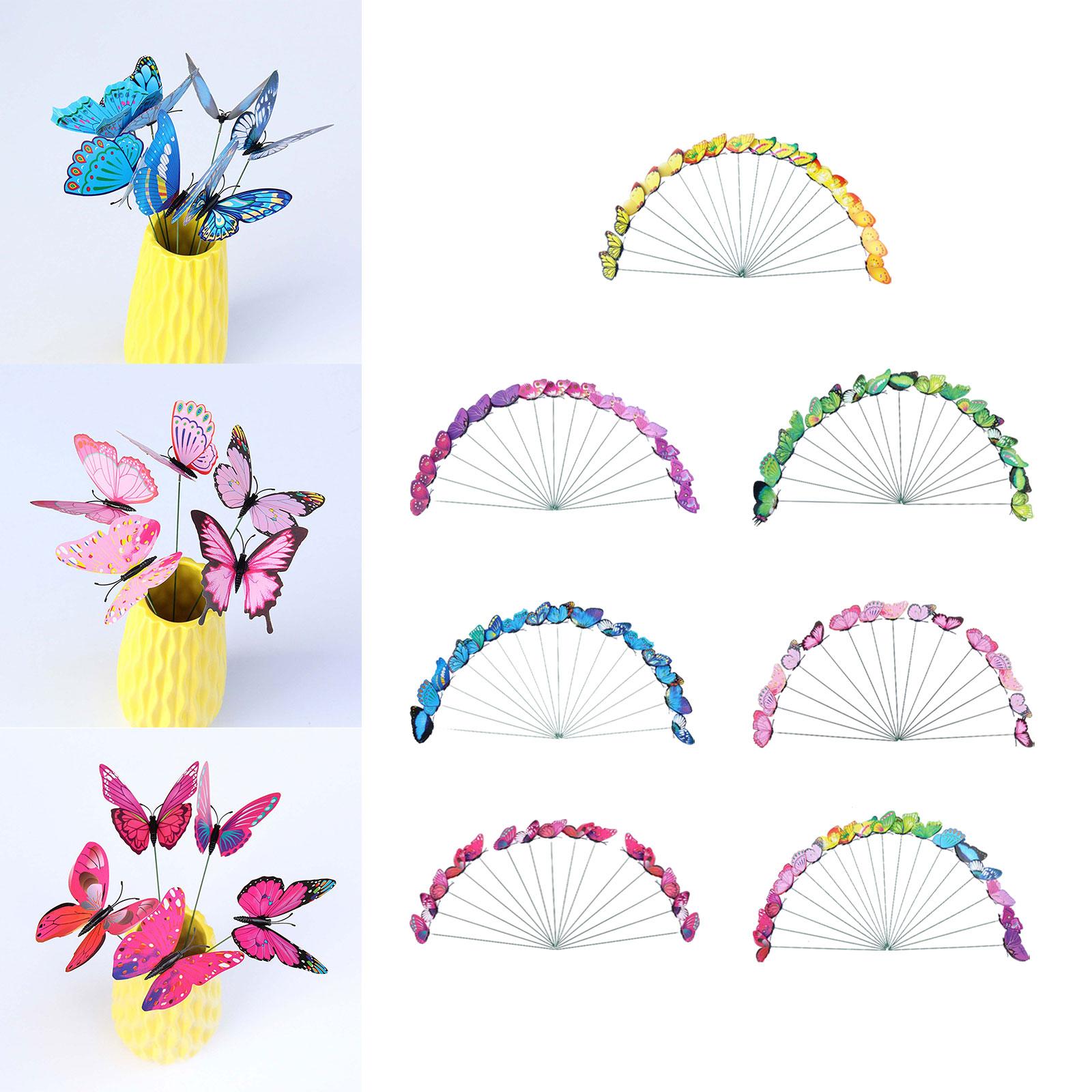 24x Butterfly Garden Stakes Housewarming Patio Butterfly Decorations Outdoor Yellow