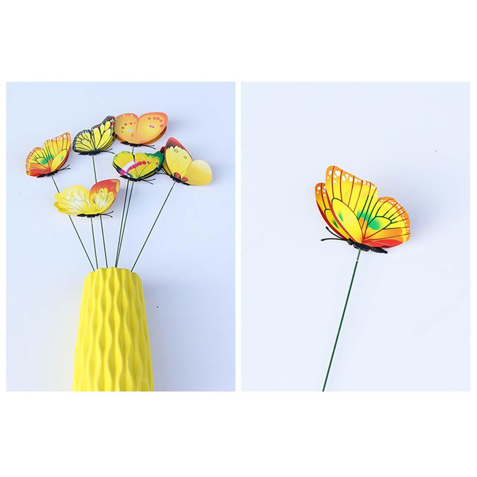 24x Butterfly Garden Stakes Housewarming Patio Butterfly Decorations Outdoor Yellow