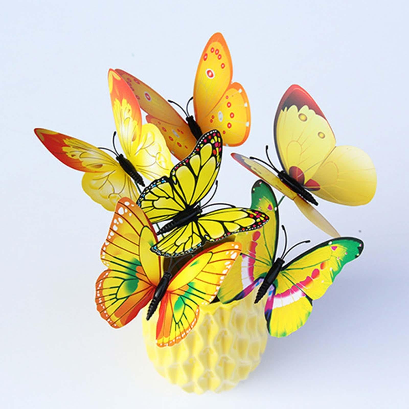 24x Butterfly Garden Stakes Housewarming Patio Butterfly Decorations Outdoor Yellow