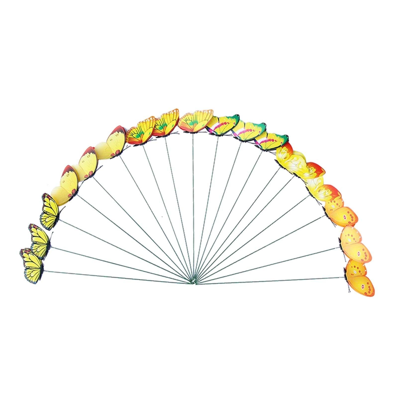 24x Butterfly Garden Stakes Housewarming Patio Butterfly Decorations Outdoor Yellow
