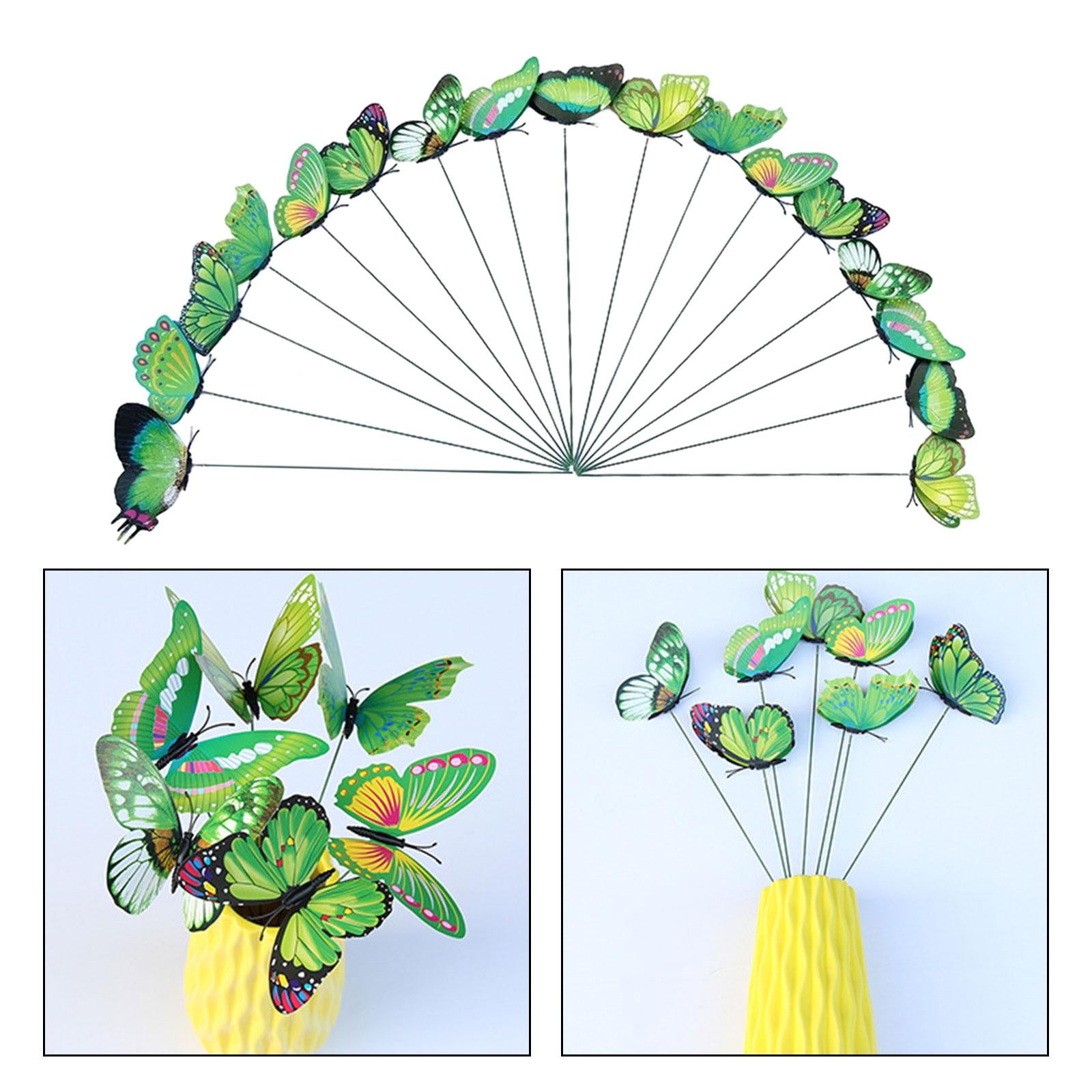 24x Butterfly Garden Stakes Housewarming Patio Butterfly Decorations Outdoor Green
