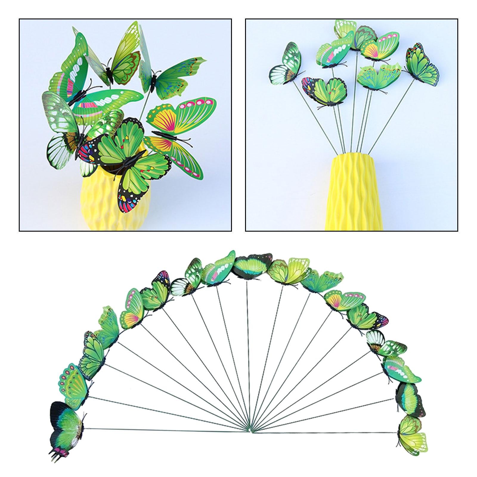 24x Butterfly Garden Stakes Housewarming Patio Butterfly Decorations Outdoor Green