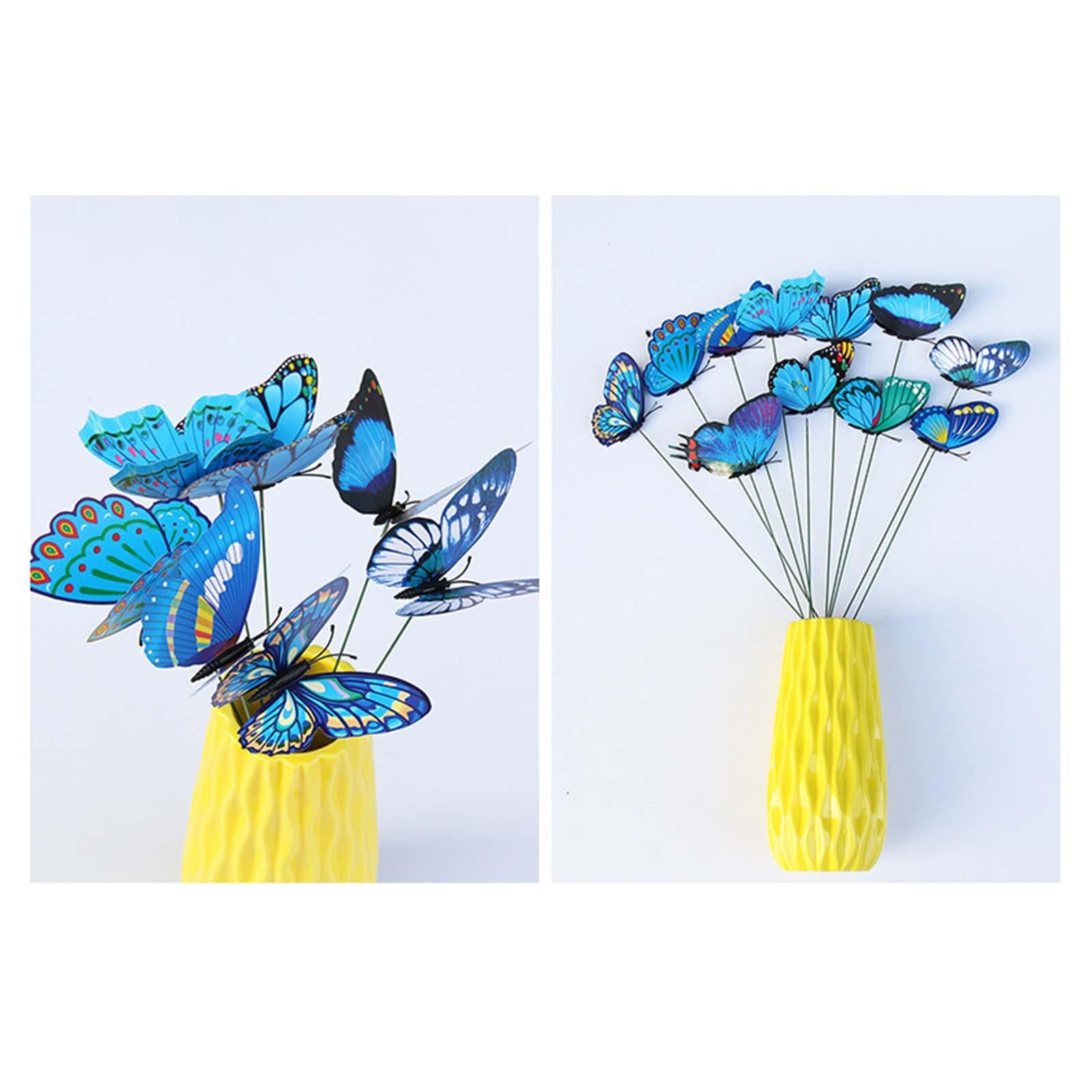 24x Butterfly Garden Stakes Housewarming Patio Butterfly Decorations Outdoor Blue