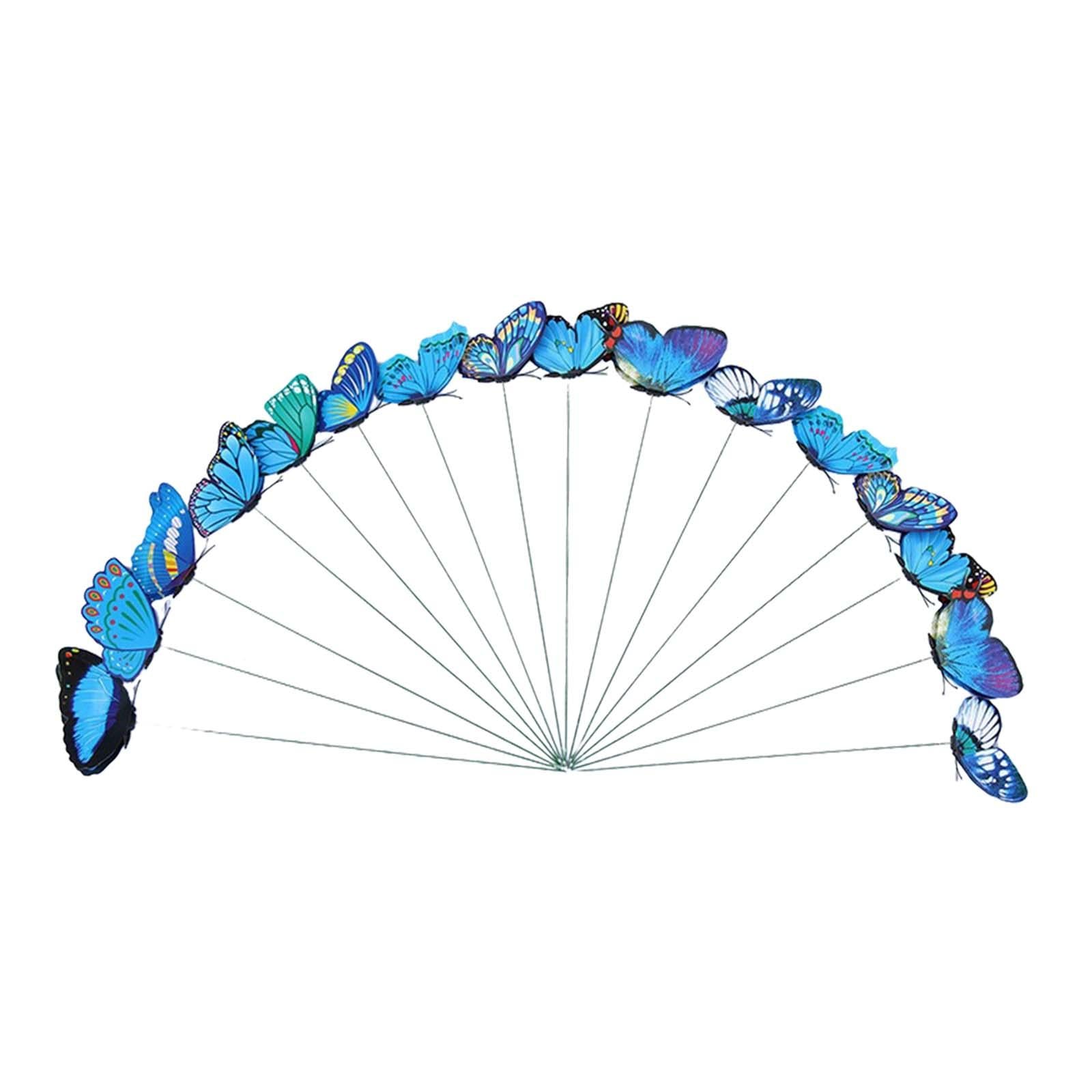 24x Butterfly Garden Stakes Housewarming Patio Butterfly Decorations Outdoor Blue