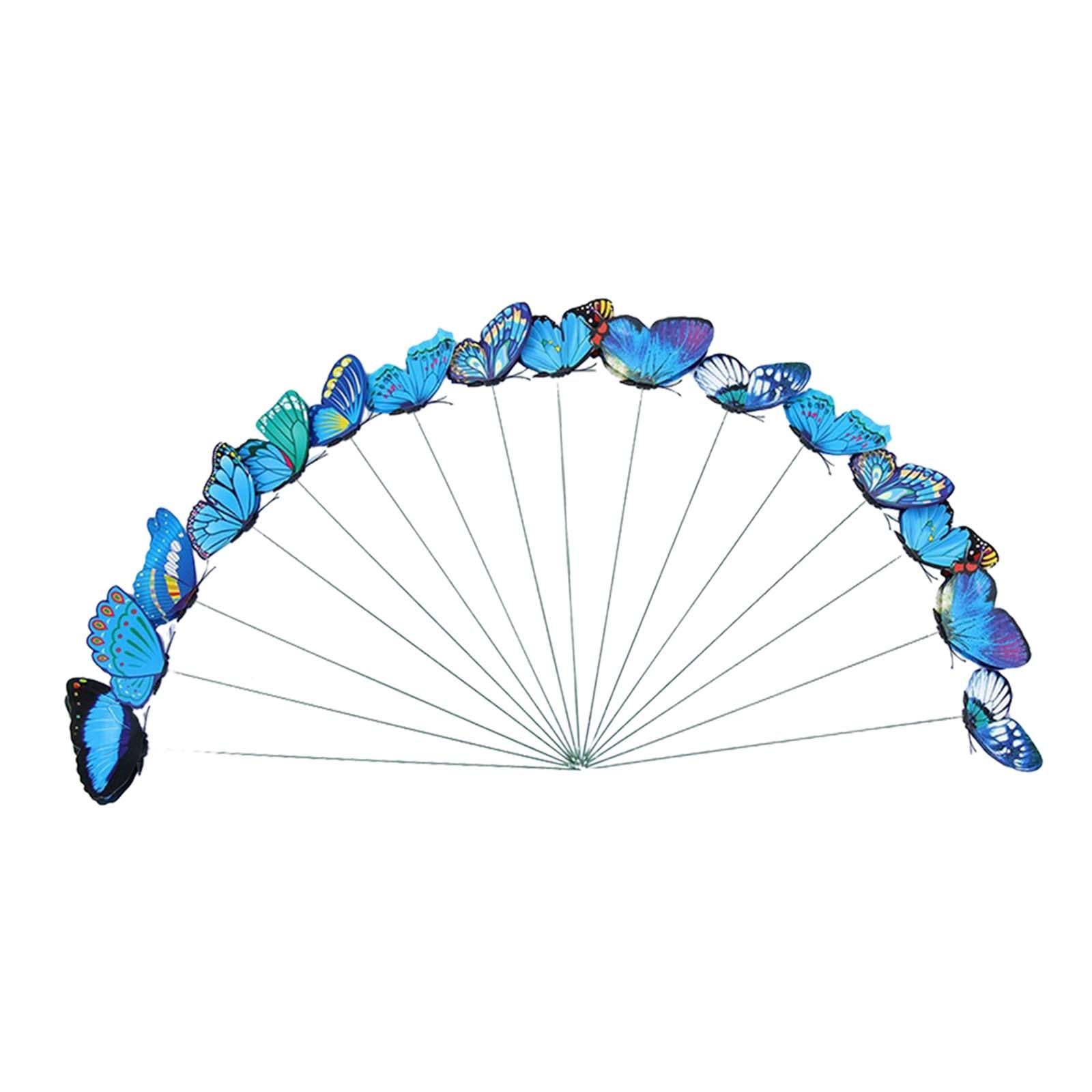 24x Butterfly Garden Stakes Housewarming Patio Butterfly Decorations Outdoor Blue