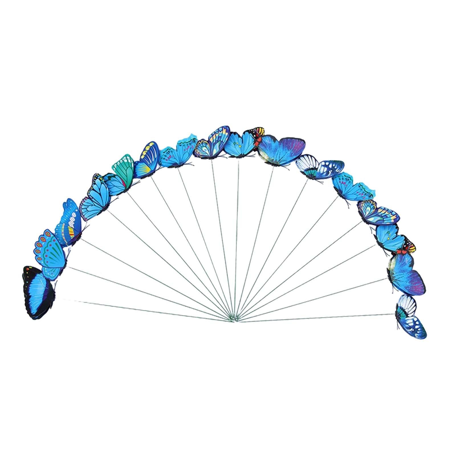 24x Butterfly Garden Stakes Housewarming Patio Butterfly Decorations Outdoor Blue