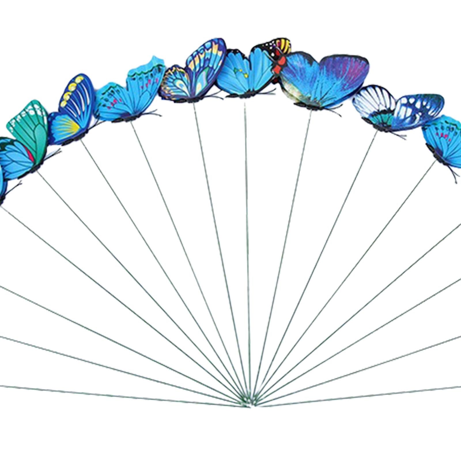 24x Butterfly Garden Stakes Housewarming Patio Butterfly Decorations Outdoor Blue