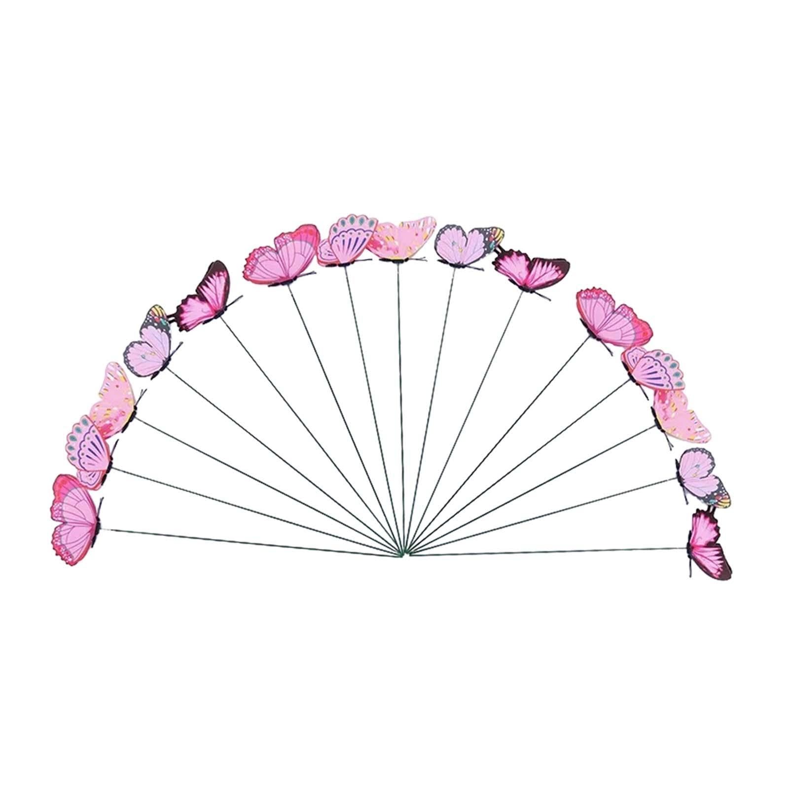 24x Butterfly Garden Stakes Housewarming Patio Butterfly Decorations Outdoor Pink