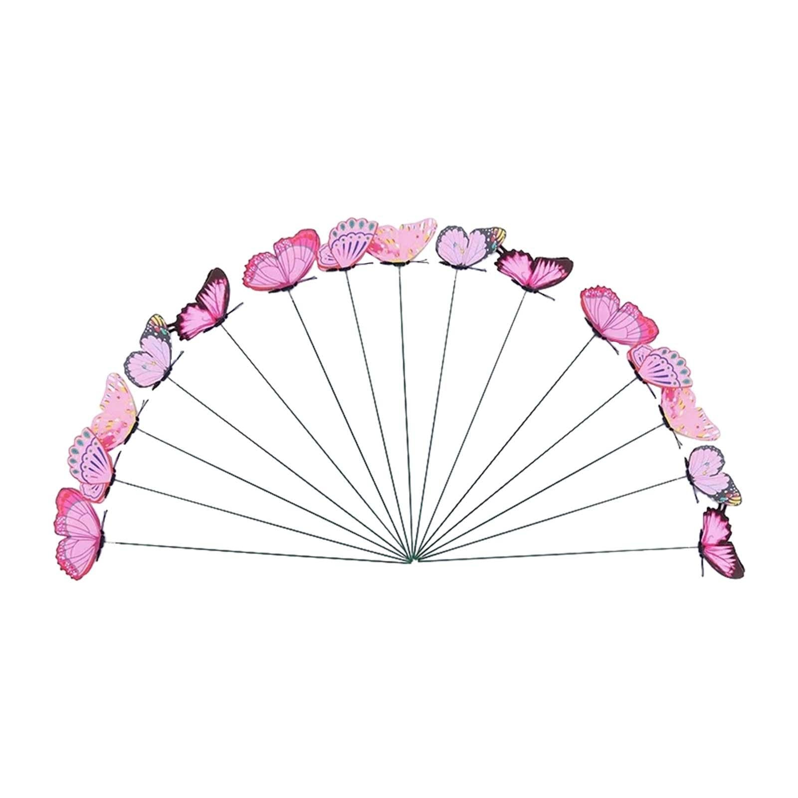 24x Butterfly Garden Stakes Housewarming Patio Butterfly Decorations Outdoor Pink
