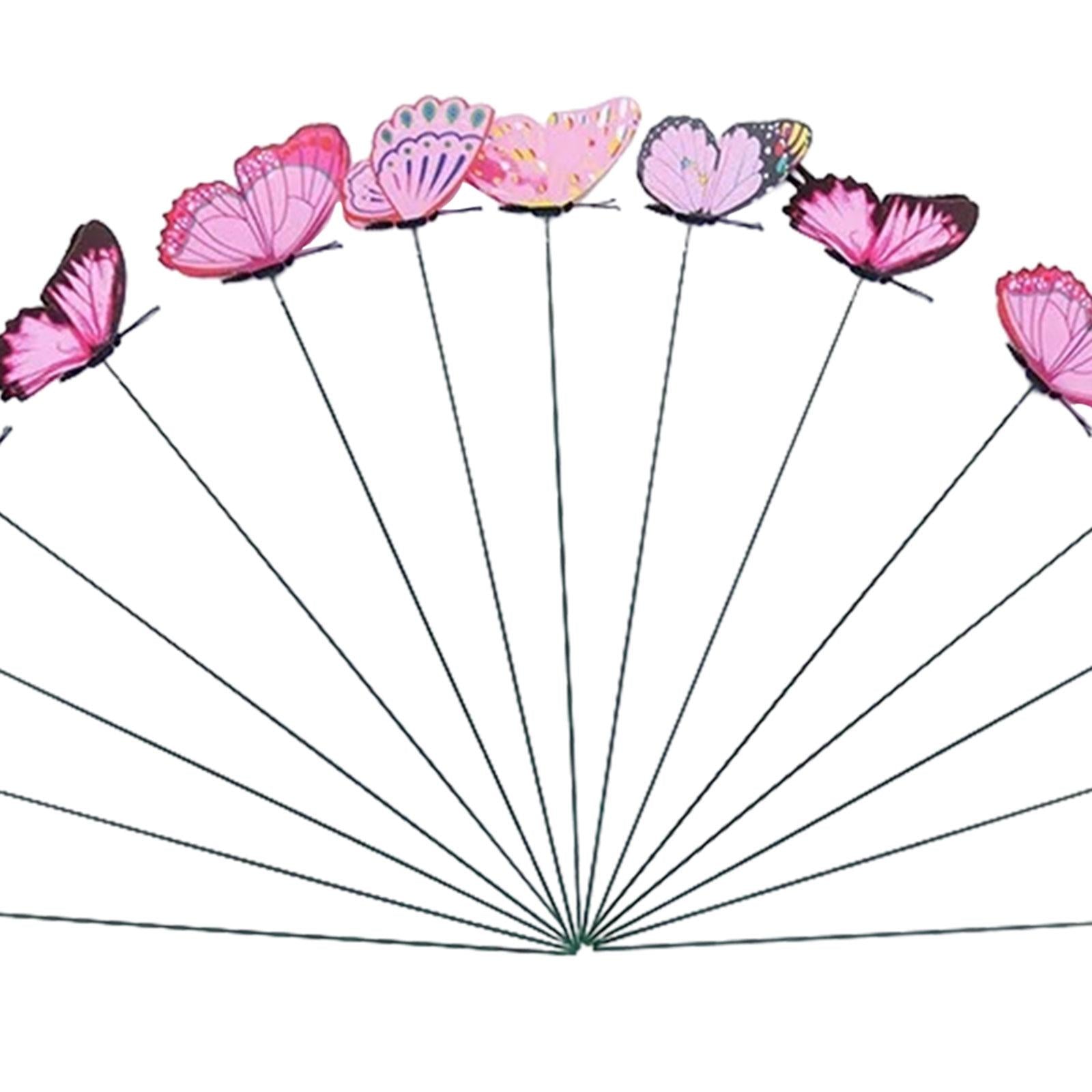 24x Butterfly Garden Stakes Housewarming Patio Butterfly Decorations Outdoor Pink