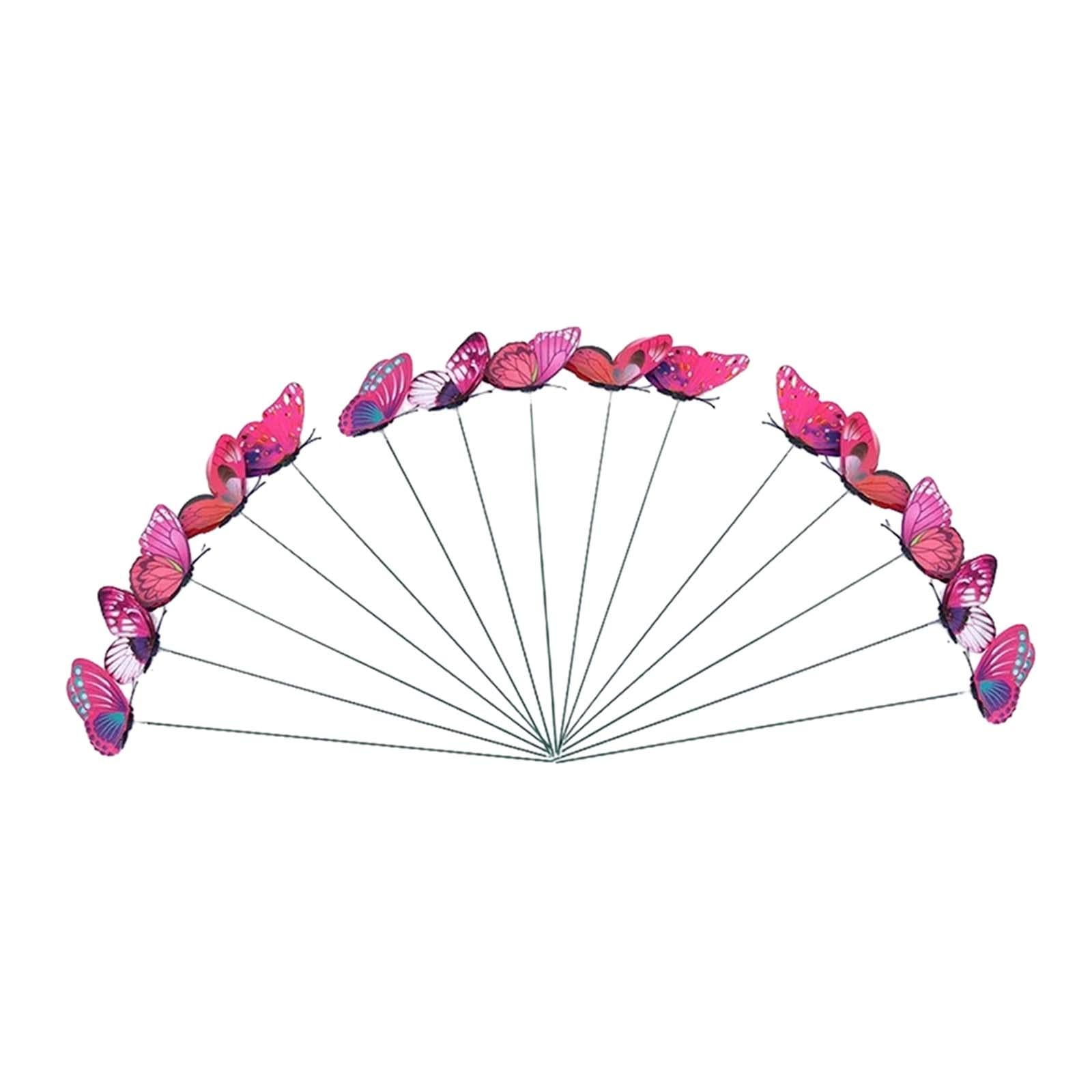 24x Butterfly Garden Stakes Housewarming Patio Butterfly Decorations Outdoor Purple Red