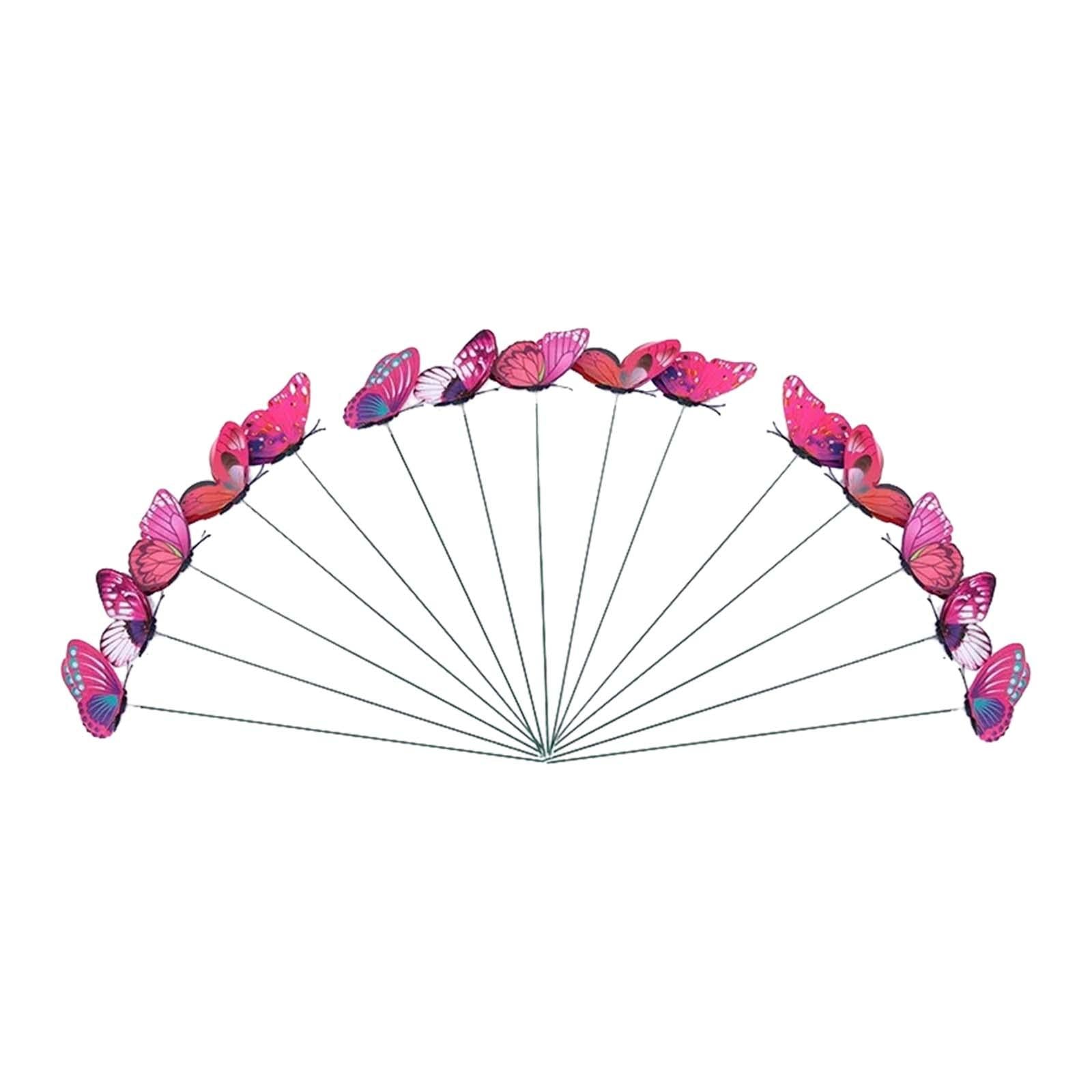 24x Butterfly Garden Stakes Housewarming Patio Butterfly Decorations Outdoor Purple Red