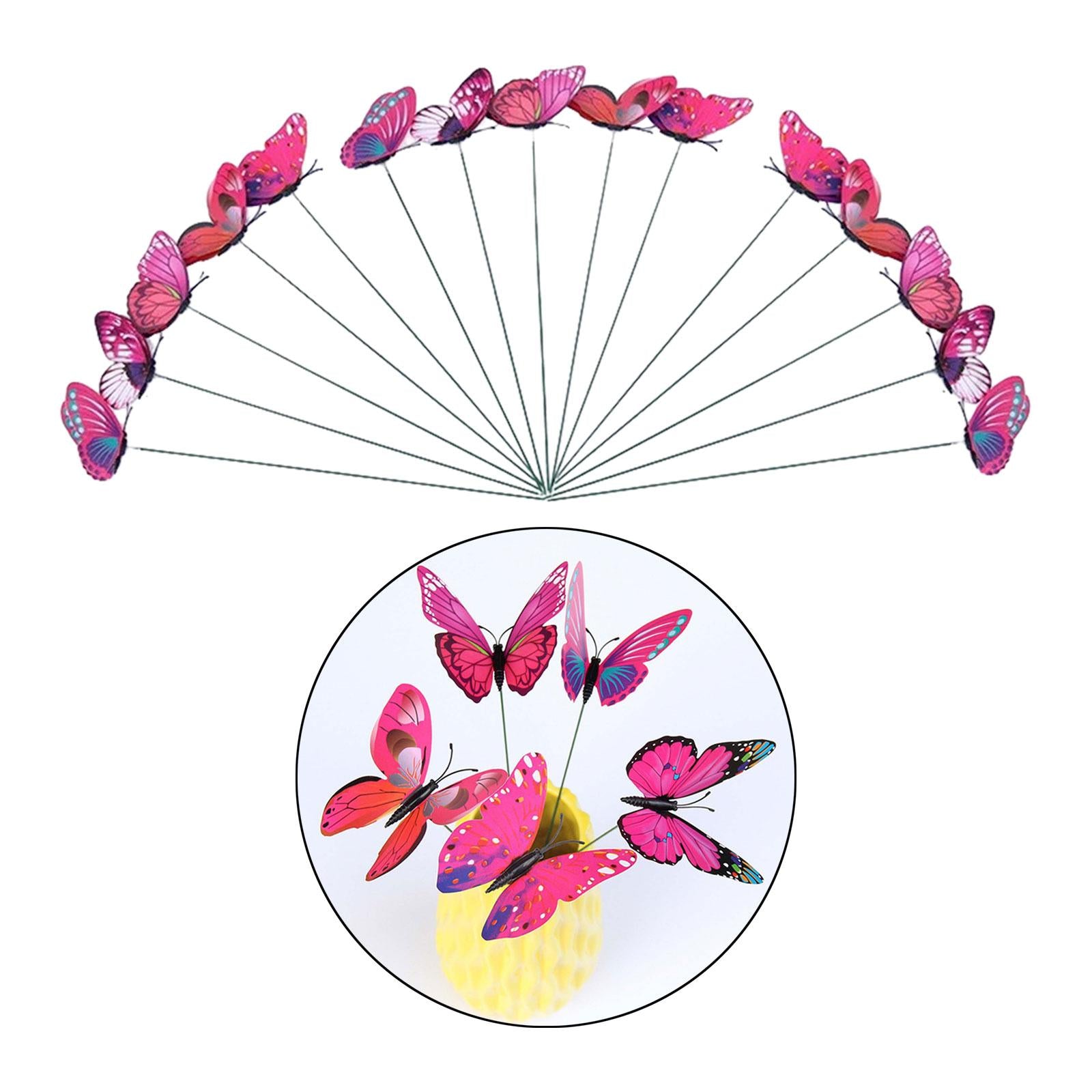 24x Butterfly Garden Stakes Housewarming Patio Butterfly Decorations Outdoor Purple Red