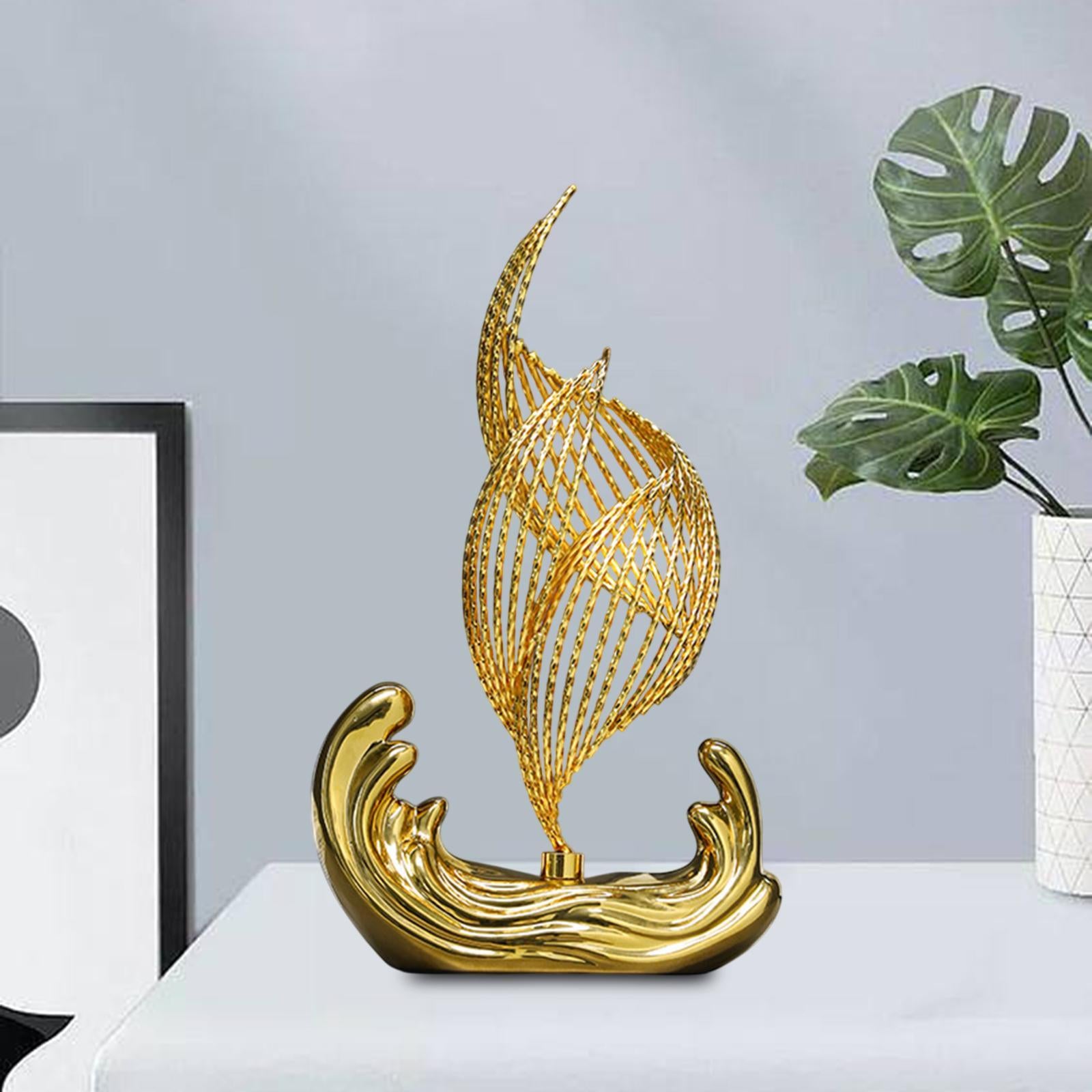 Ceramic Statue for Home Decor Iron Sculpture for Living Room Desktop Bedroom Gold