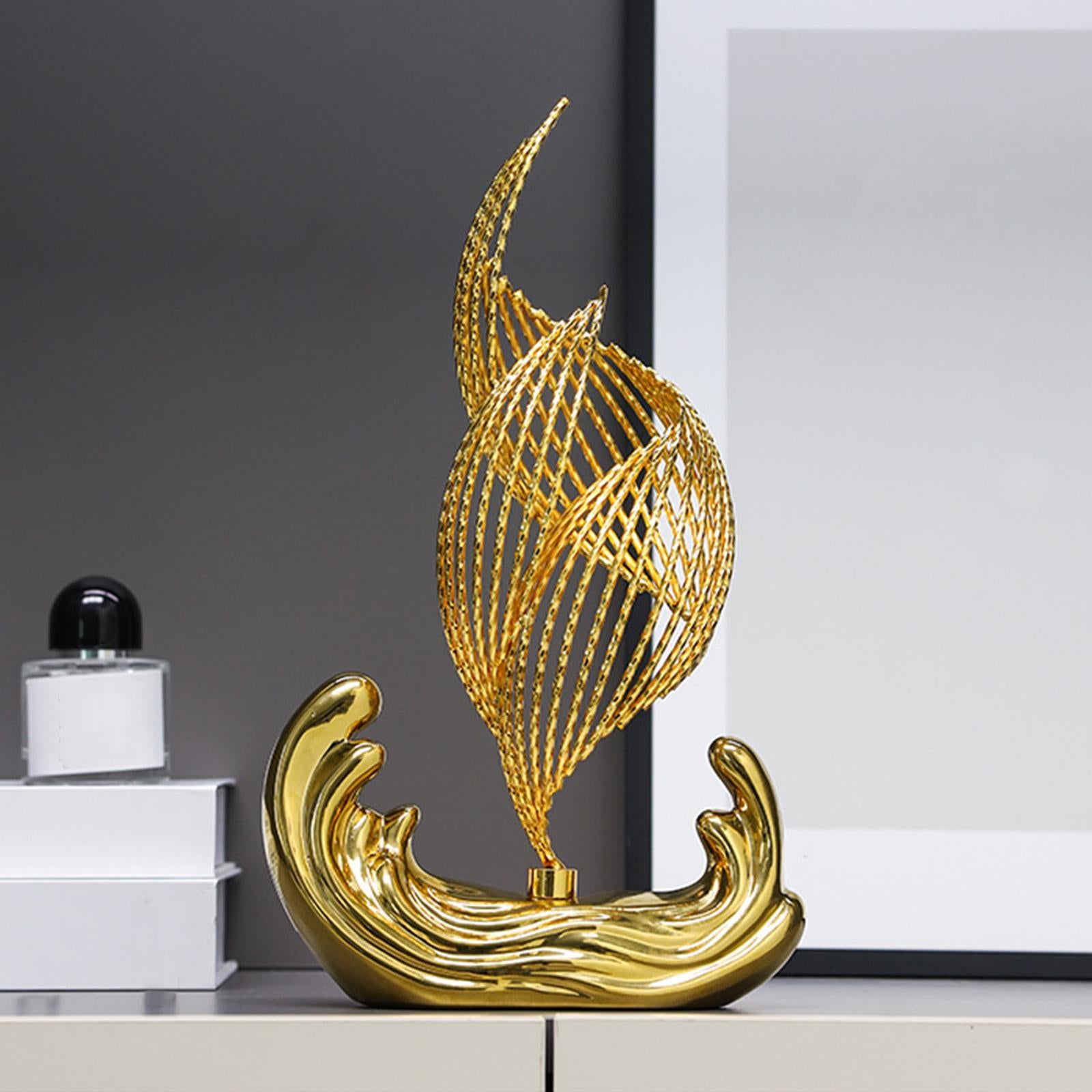 Ceramic Statue for Home Decor Iron Sculpture for Living Room Desktop Bedroom Gold