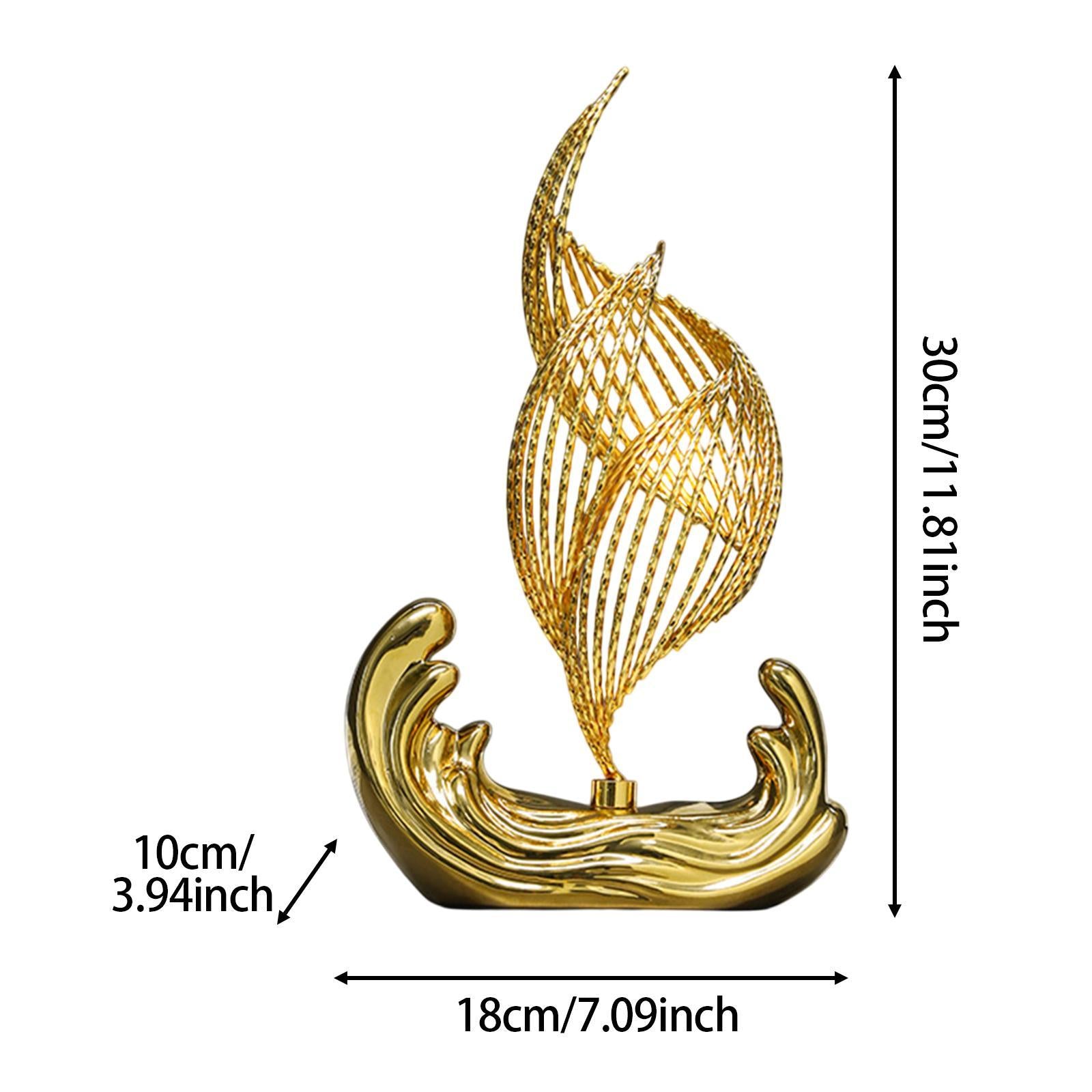 Ceramic Statue for Home Decor Iron Sculpture for Living Room Desktop Bedroom Gold