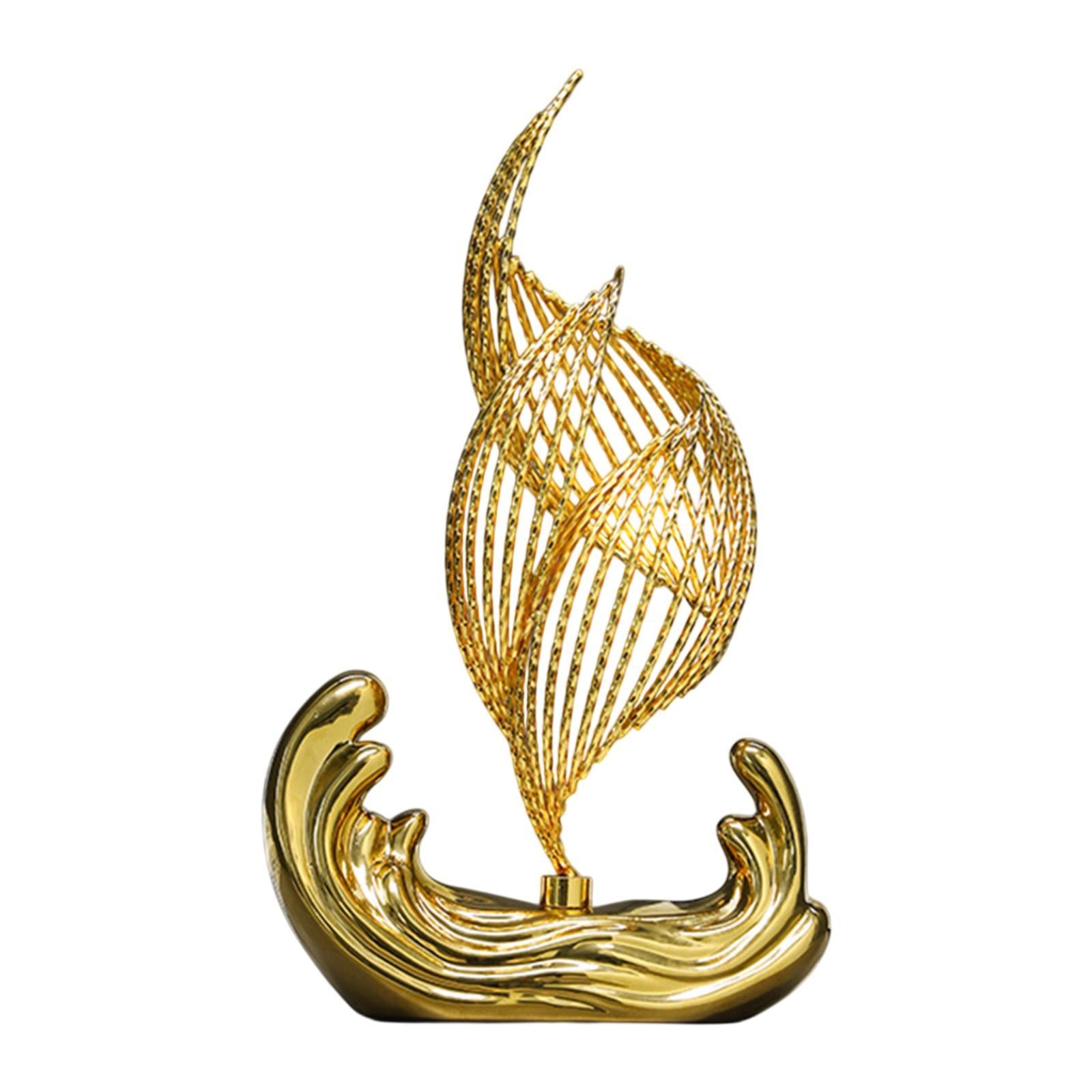 Ceramic Statue for Home Decor Iron Sculpture for Living Room Desktop Bedroom Gold