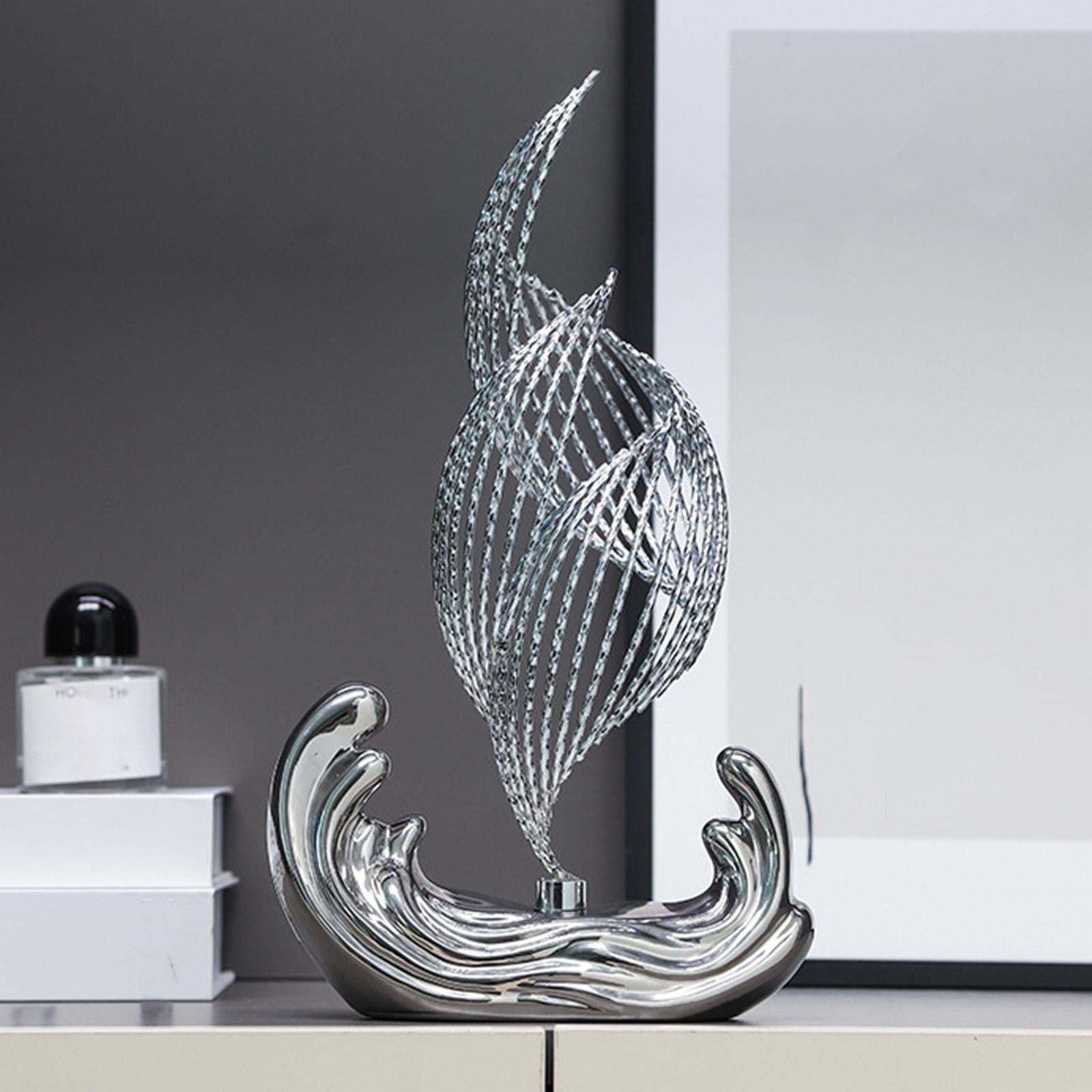 Ceramic Statue for Home Decor Iron Sculpture for Living Room Desktop Bedroom Silver