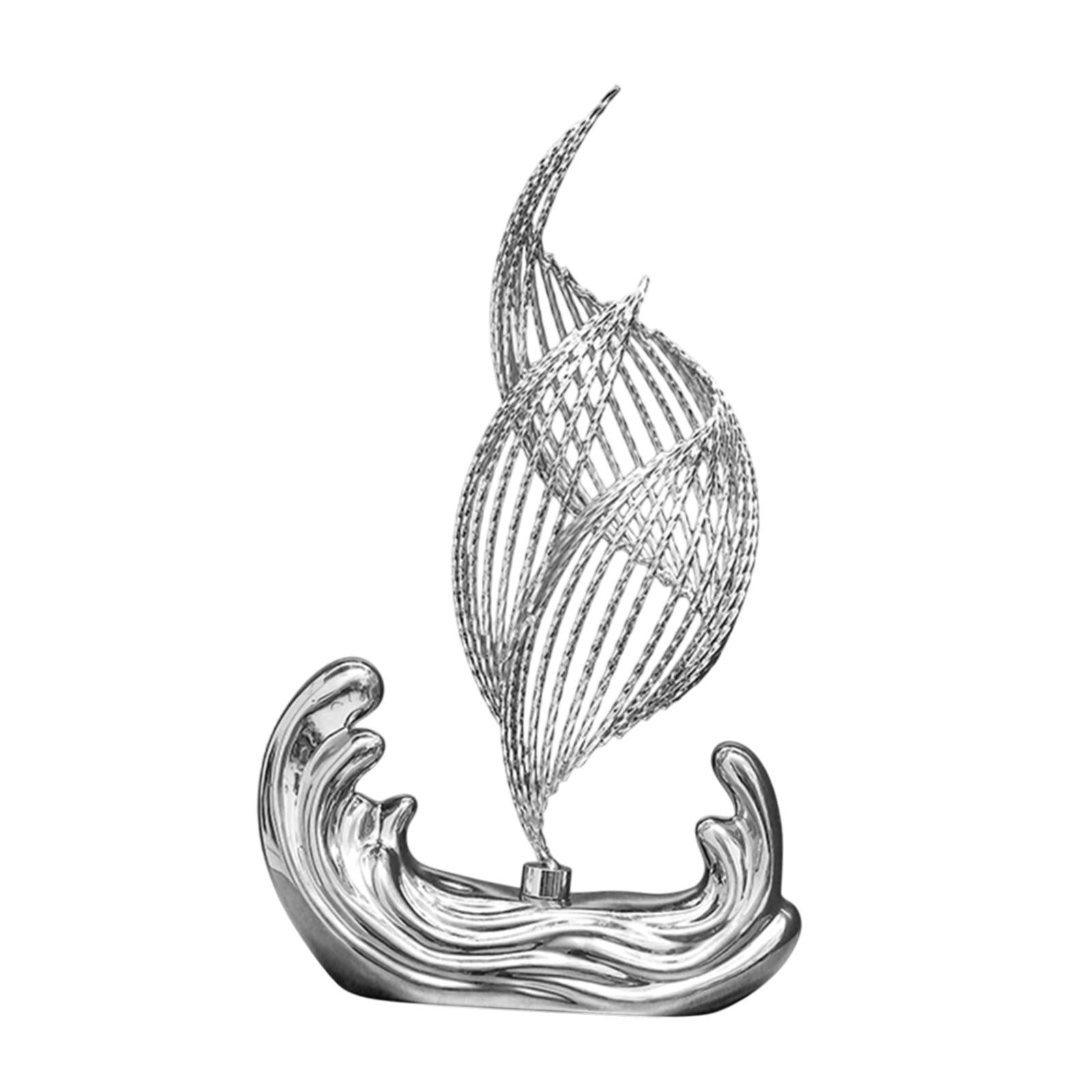 Ceramic Statue for Home Decor Iron Sculpture for Living Room Desktop Bedroom Silver