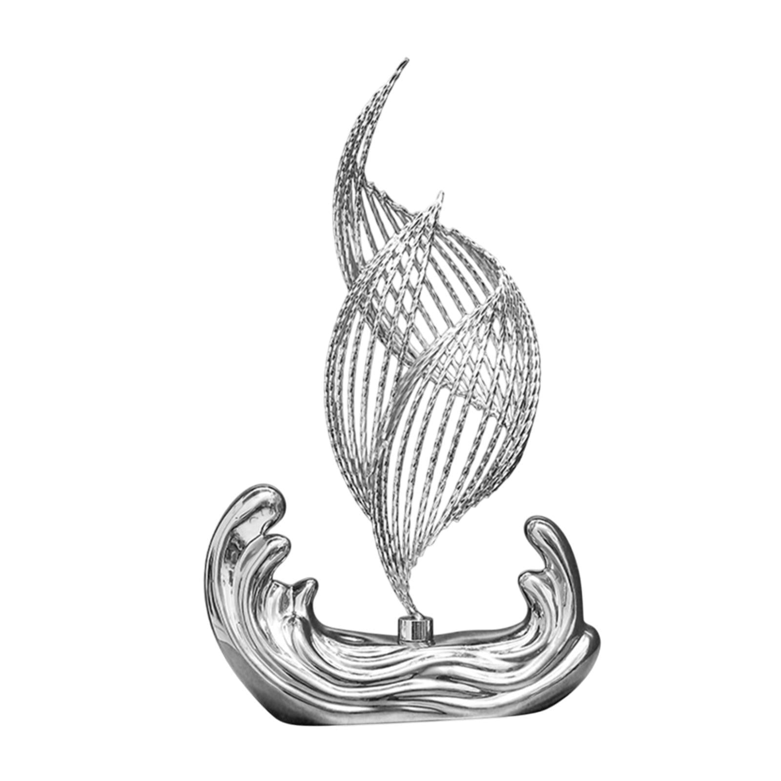 Ceramic Statue for Home Decor Iron Sculpture for Living Room Desktop Bedroom Silver