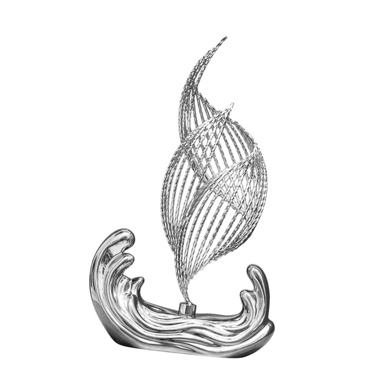 Ceramic Statue for Home Decor Iron Sculpture for Living Room Desktop Bedroom Silver