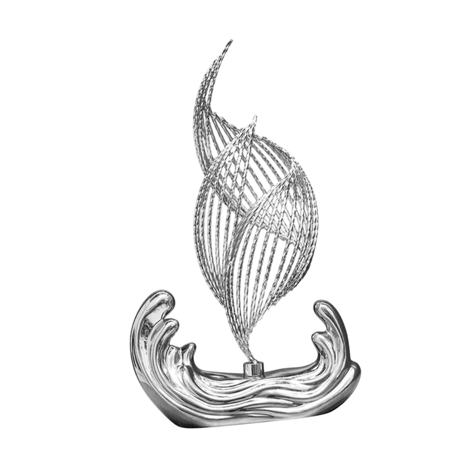 Ceramic Statue for Home Decor Iron Sculpture for Living Room Desktop Bedroom Silver