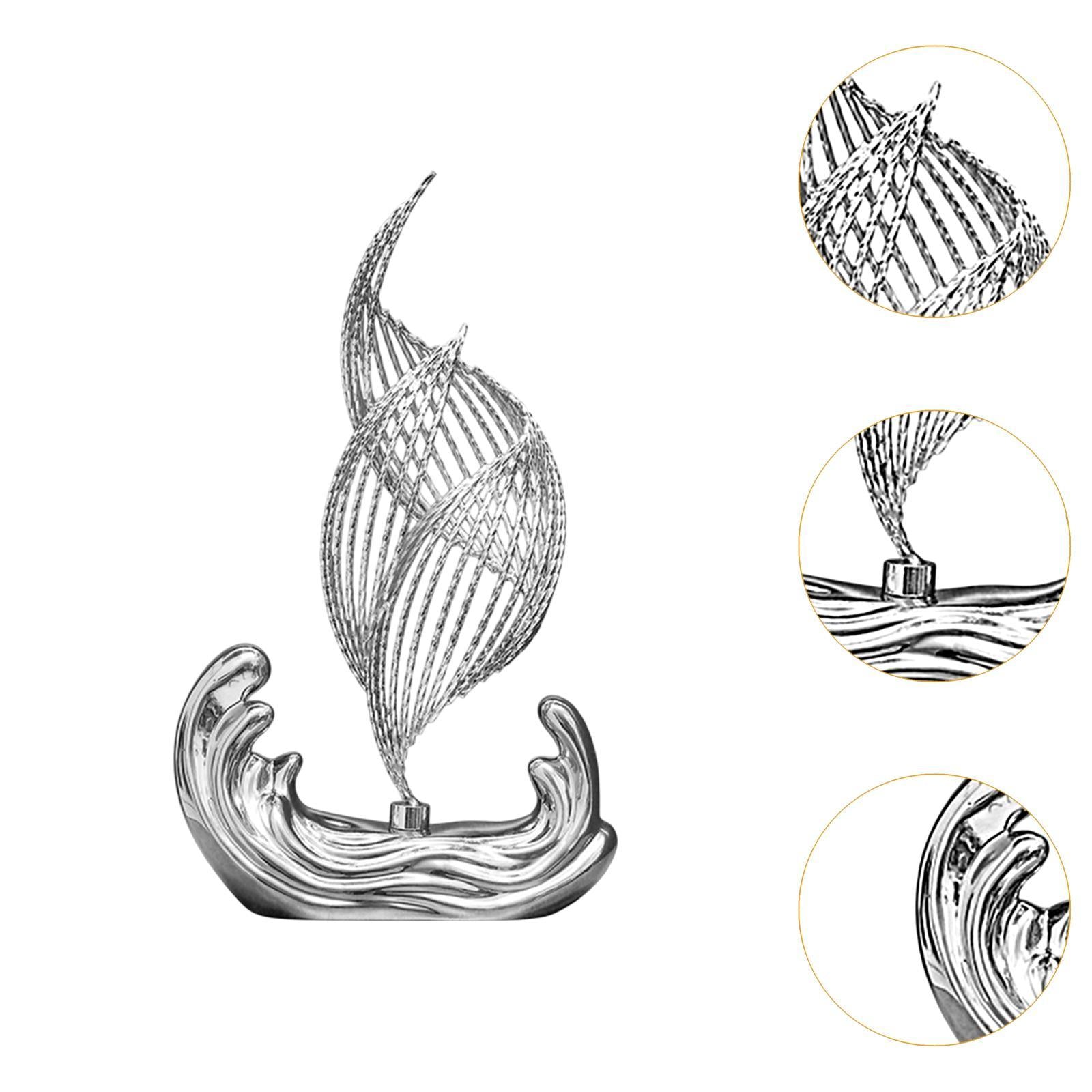 Ceramic Statue for Home Decor Iron Sculpture for Living Room Desktop Bedroom Silver