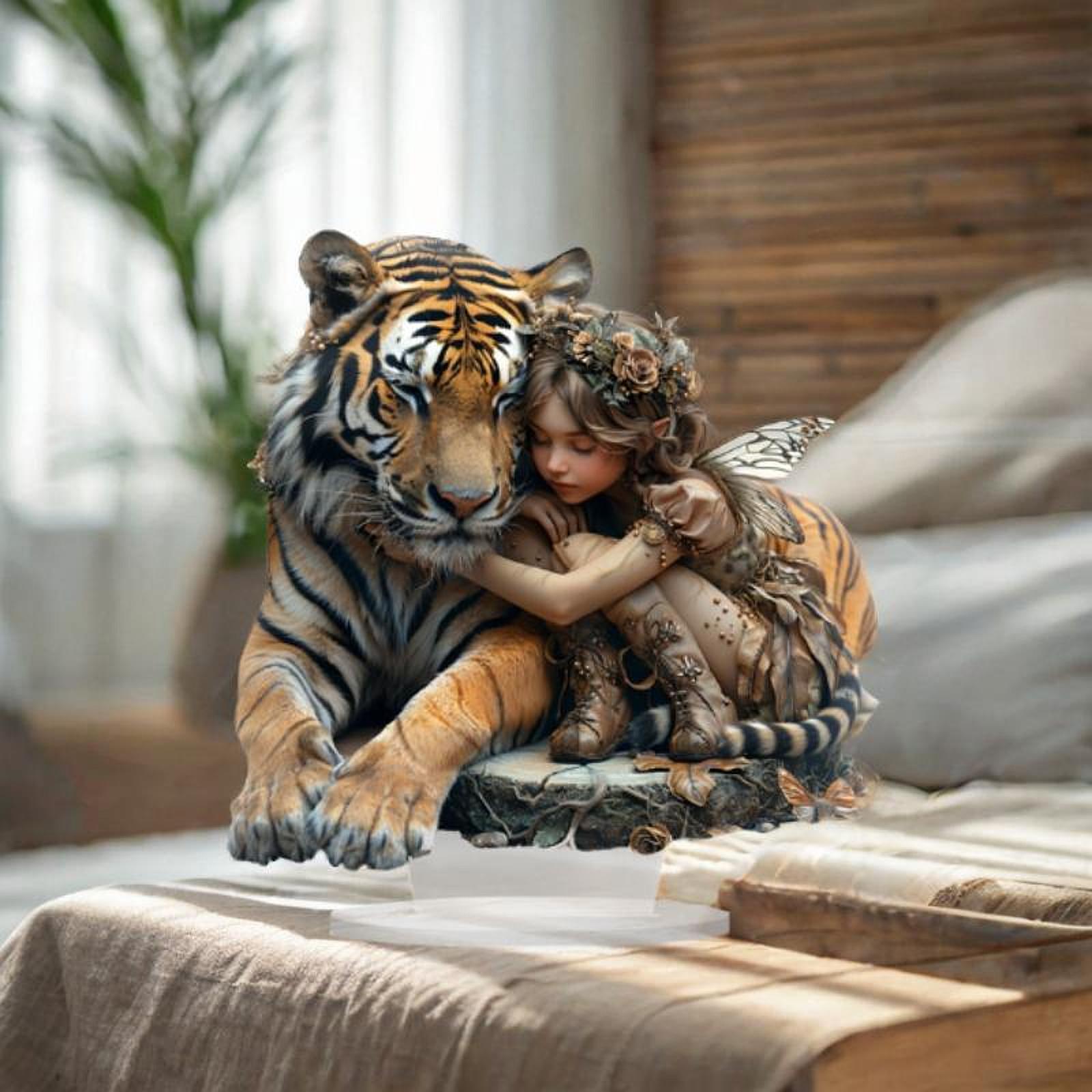 Acrylic Tiger Girl Ornament 2D Creative Desktop Decor for Shelf Home Bedroom