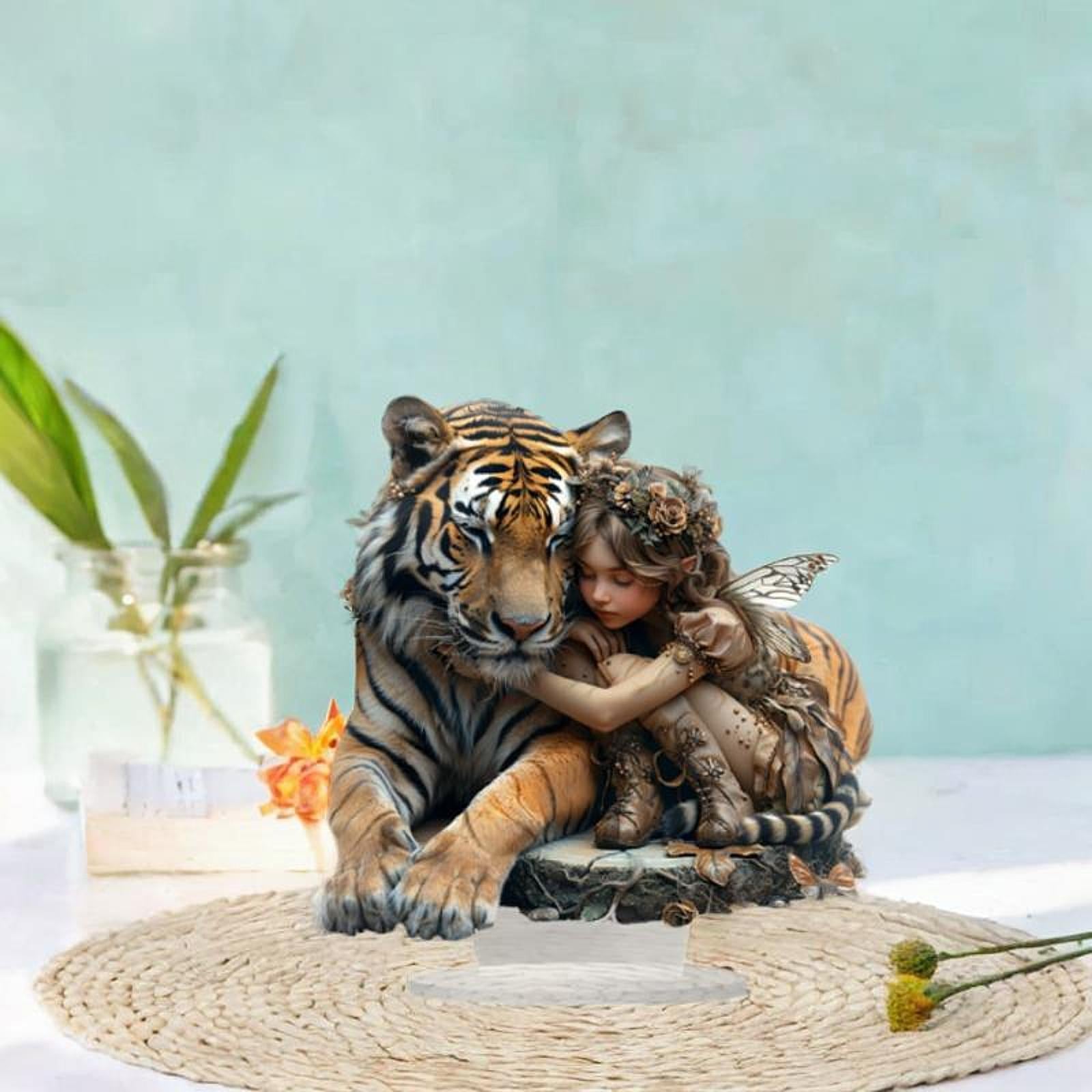 Acrylic Tiger Girl Ornament 2D Creative Desktop Decor for Shelf Home Bedroom
