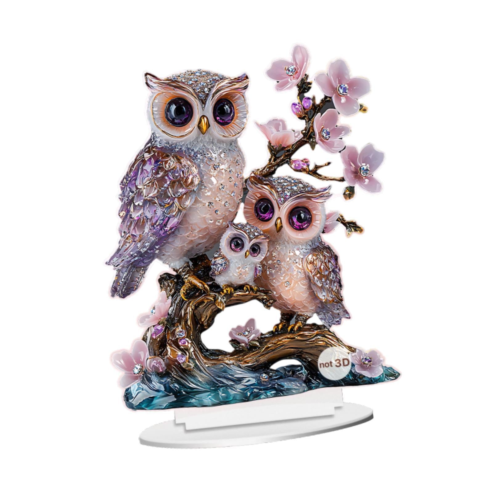2D Animal Decor Crafts Mother's Day Decoration for Table Cabinet Living Room Owl Sign