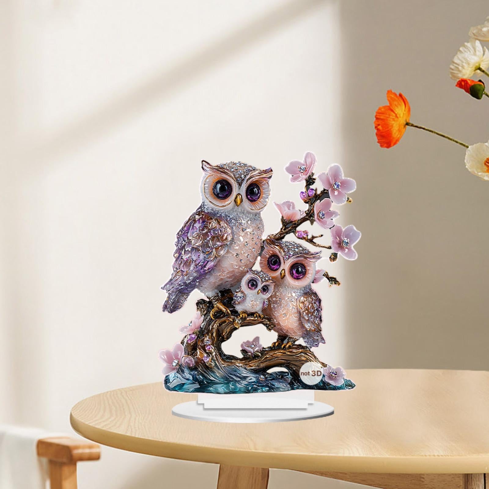 2D Animal Decor Crafts Mother's Day Decoration for Table Cabinet Living Room Owl Sign
