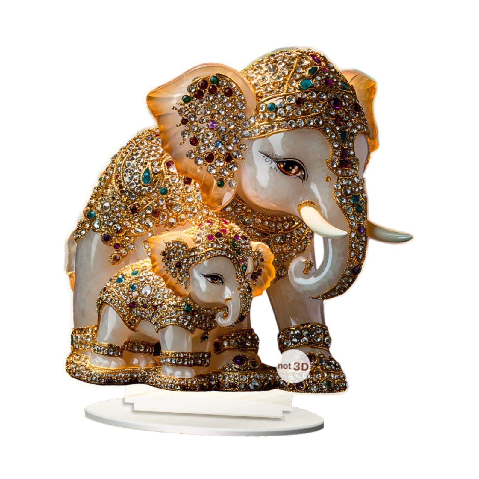 2D Animal Decor Crafts Mother's Day Decoration for Table Cabinet Living Room Elephant Sign